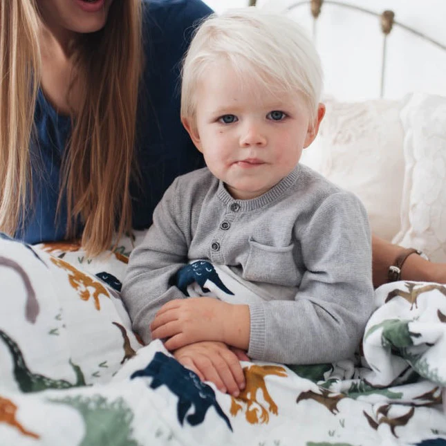 Cotton Muslin Quilted Throw - Dino Friends - Image 6