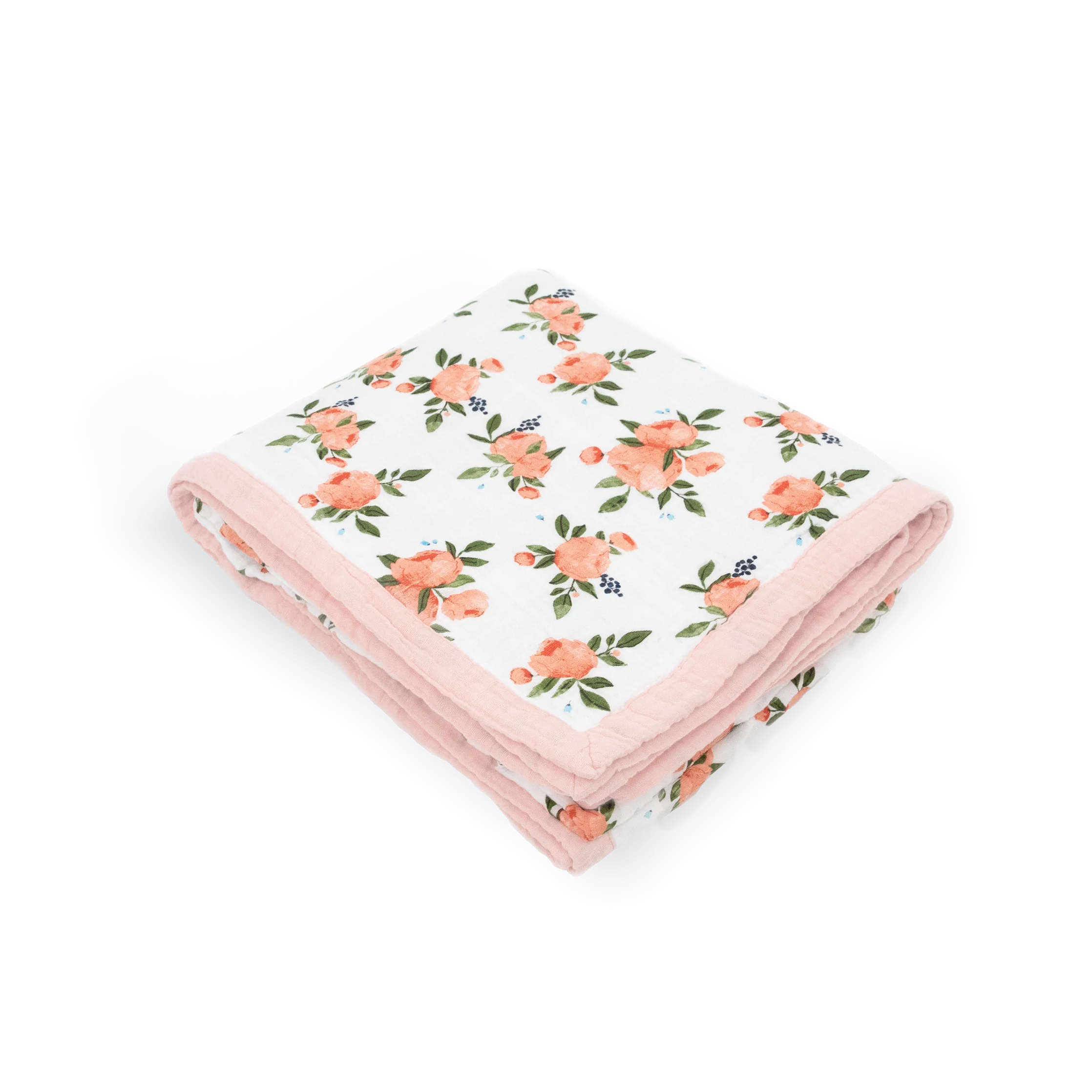 Cotton Muslin Quilted Throw - Watercolor Roses - Image 4