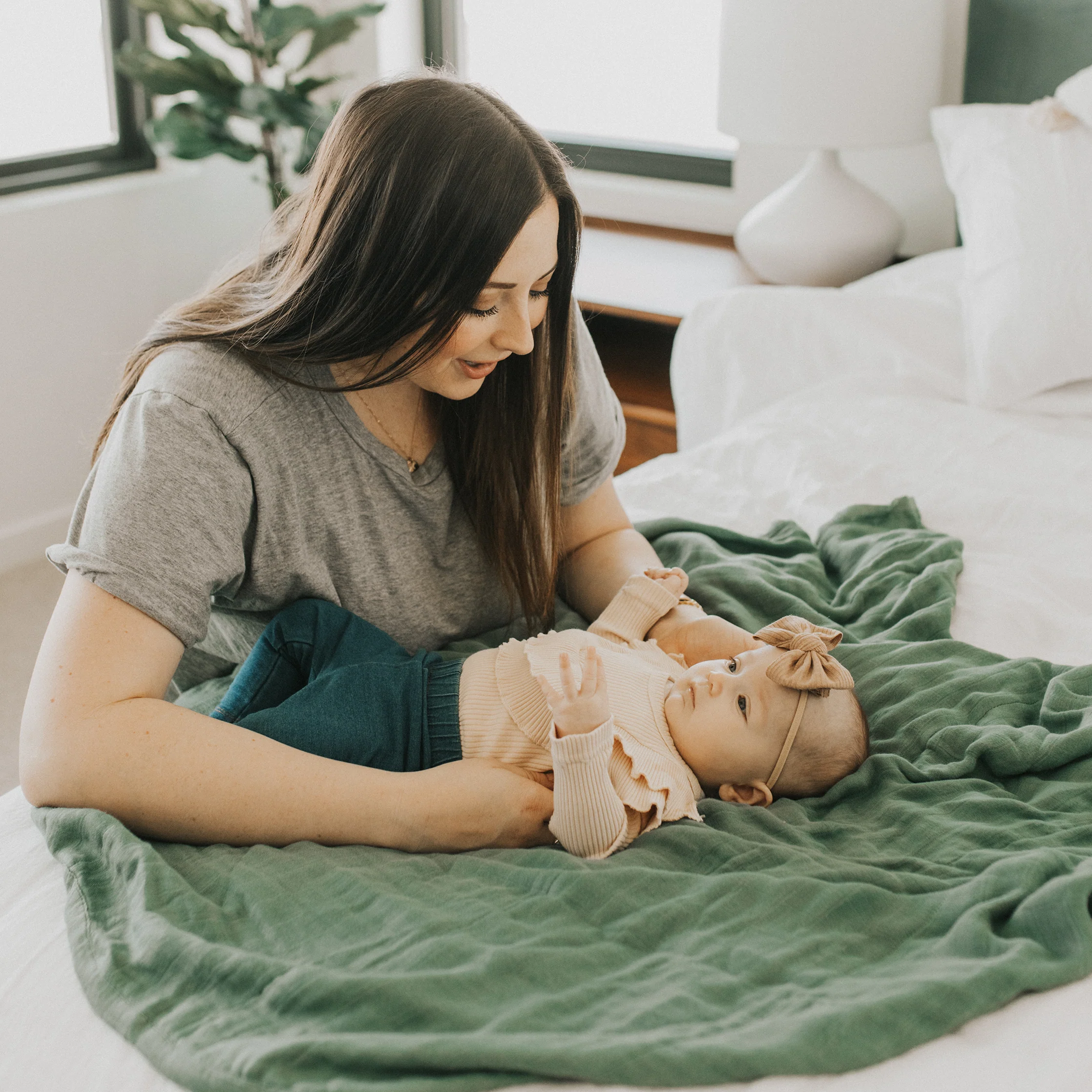 Deluxe Muslin Quilted Throw - Sage - Image 5