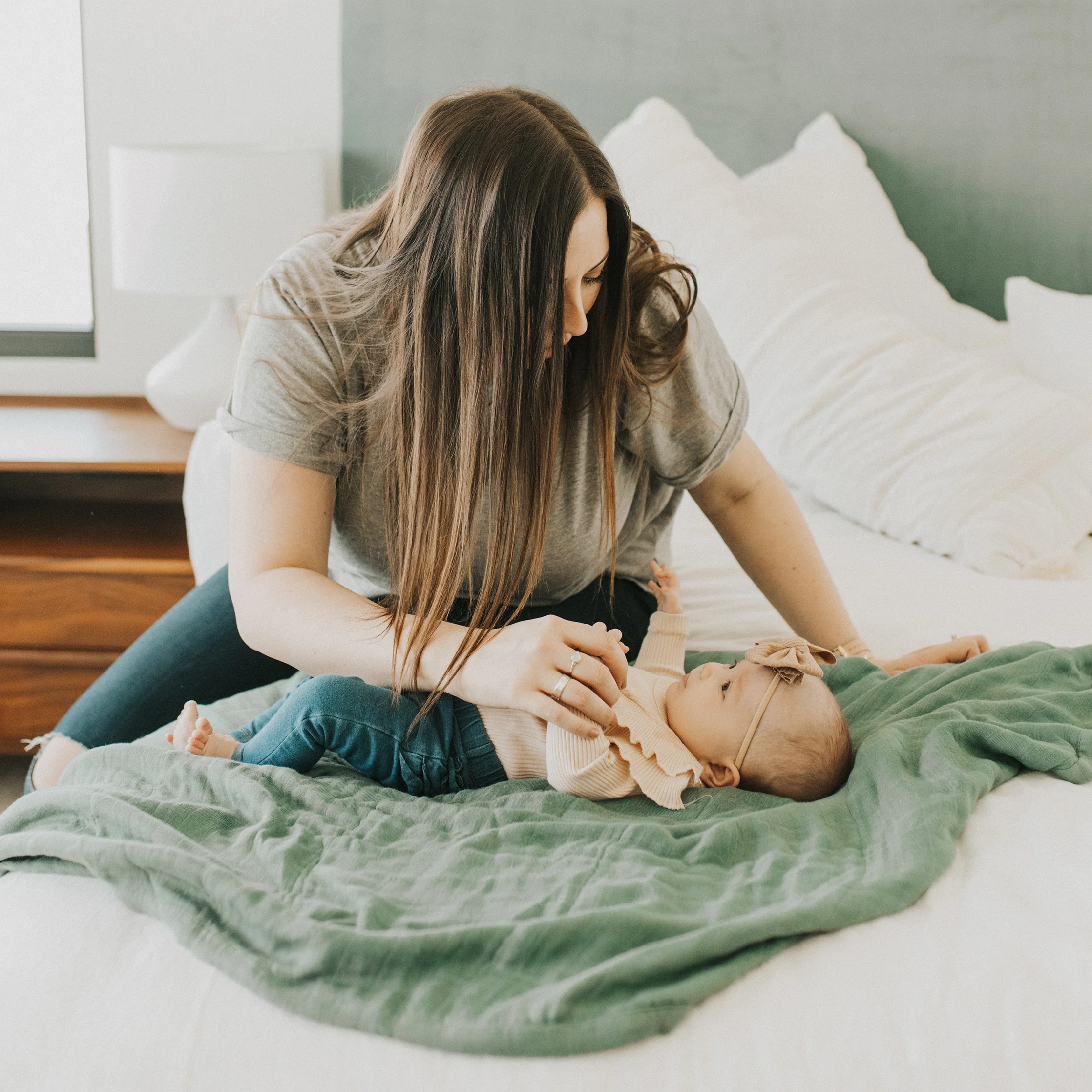 Deluxe Muslin Quilted Throw - Sage - Image 6