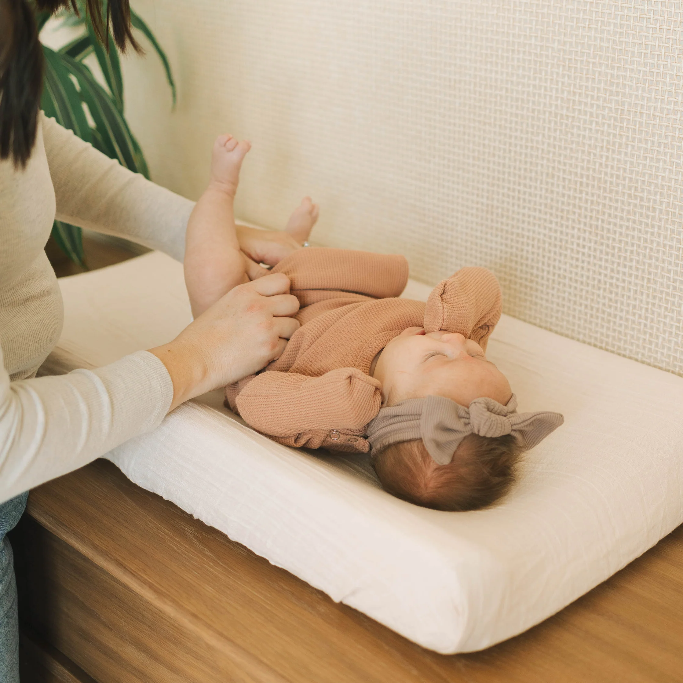 Cotton Muslin Changing Pad Cover - White - Image 5