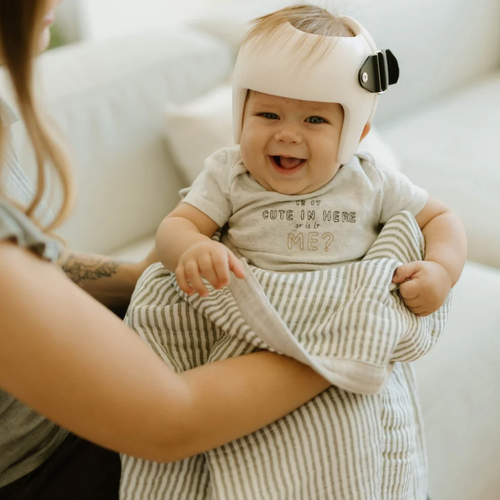 Cotton Muslin Baby Quilt - Grey Stripe - Image 6