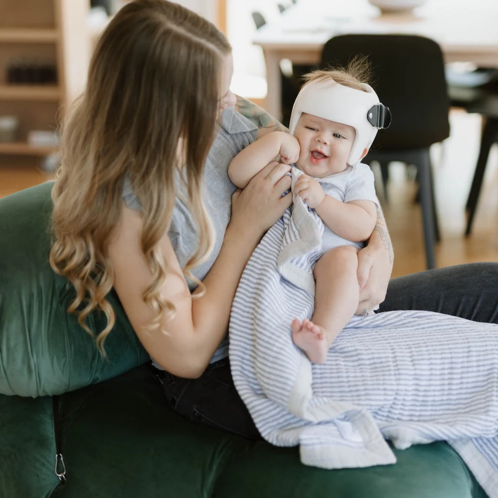 Cotton Muslin Baby Quilt - Grey Stripe - Image 7