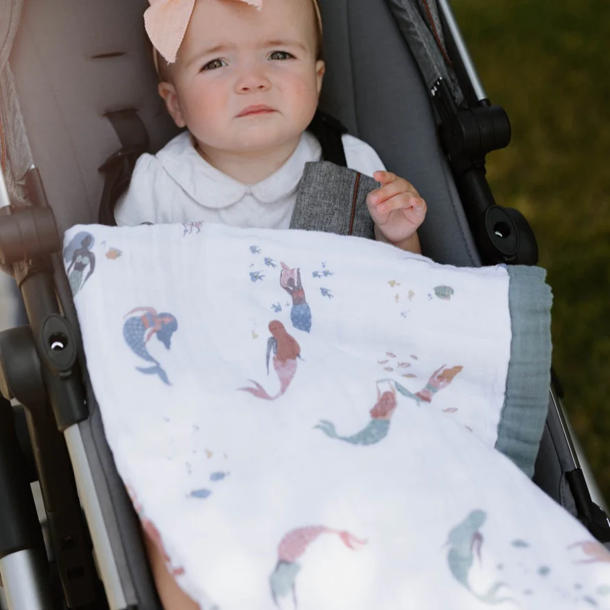 Cotton Muslin Baby Quilt - Mermaids - Image 5