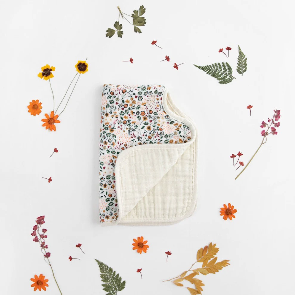 Cotton Muslin Burp Cloth - Pressed Petals - Image 5