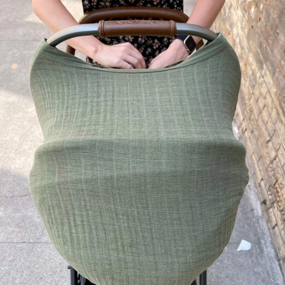 Cotton Muslin Car Seat Canopy - Fern - Image 5