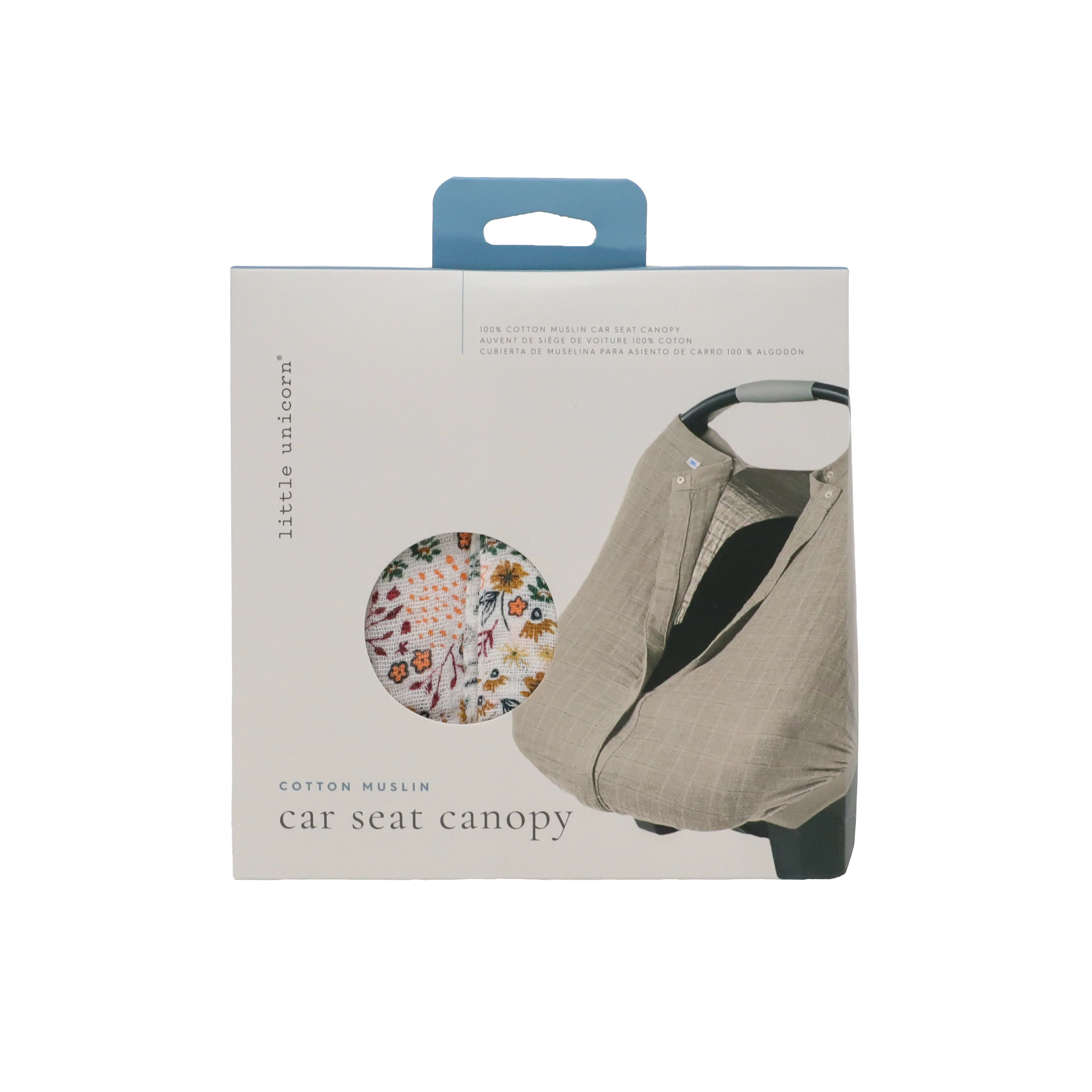 Cotton Muslin Car Seat Canopy - Pressed Petals - Image 3