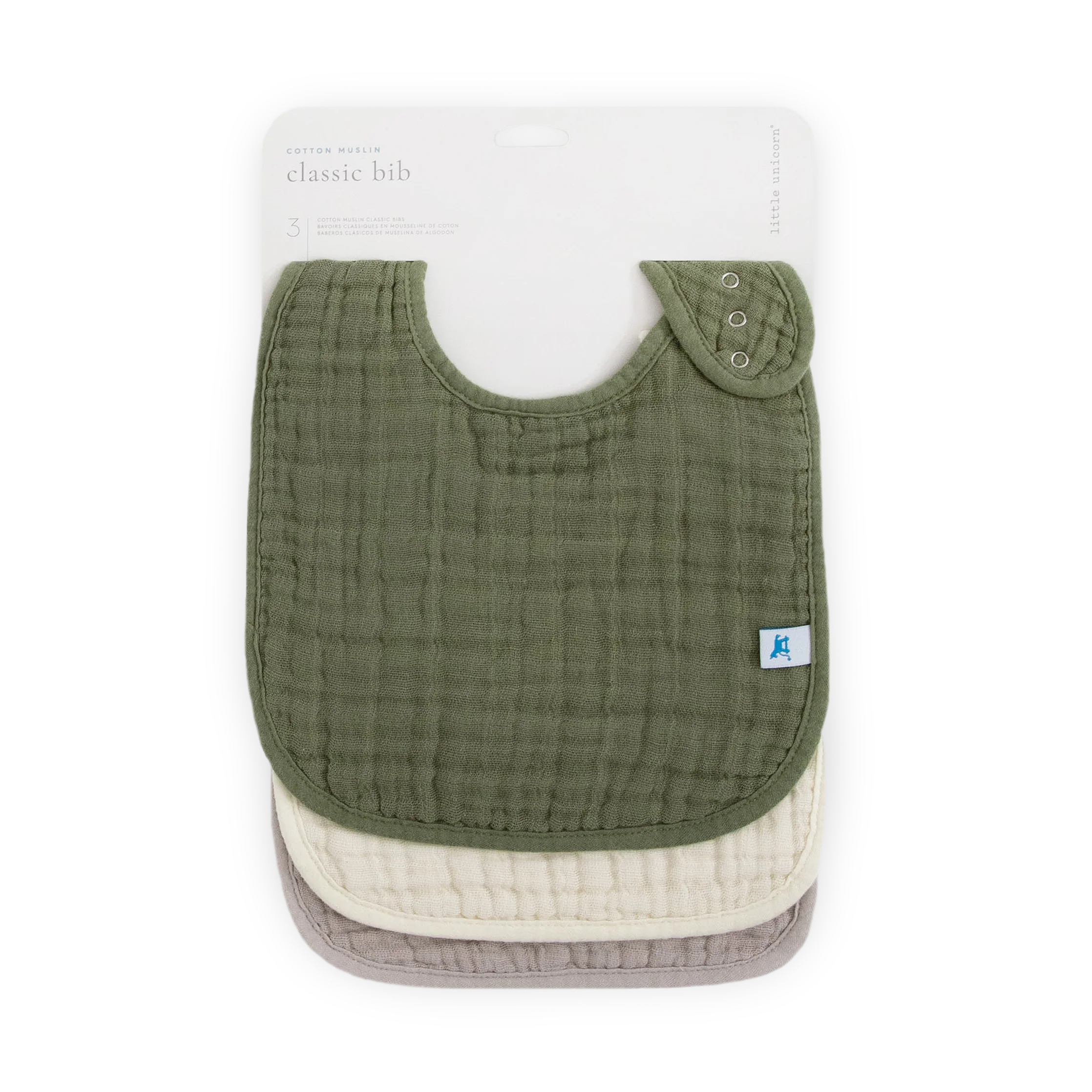 Cotton Muslin Classic Bib 3 Pack - Fern 2 - Image 7
