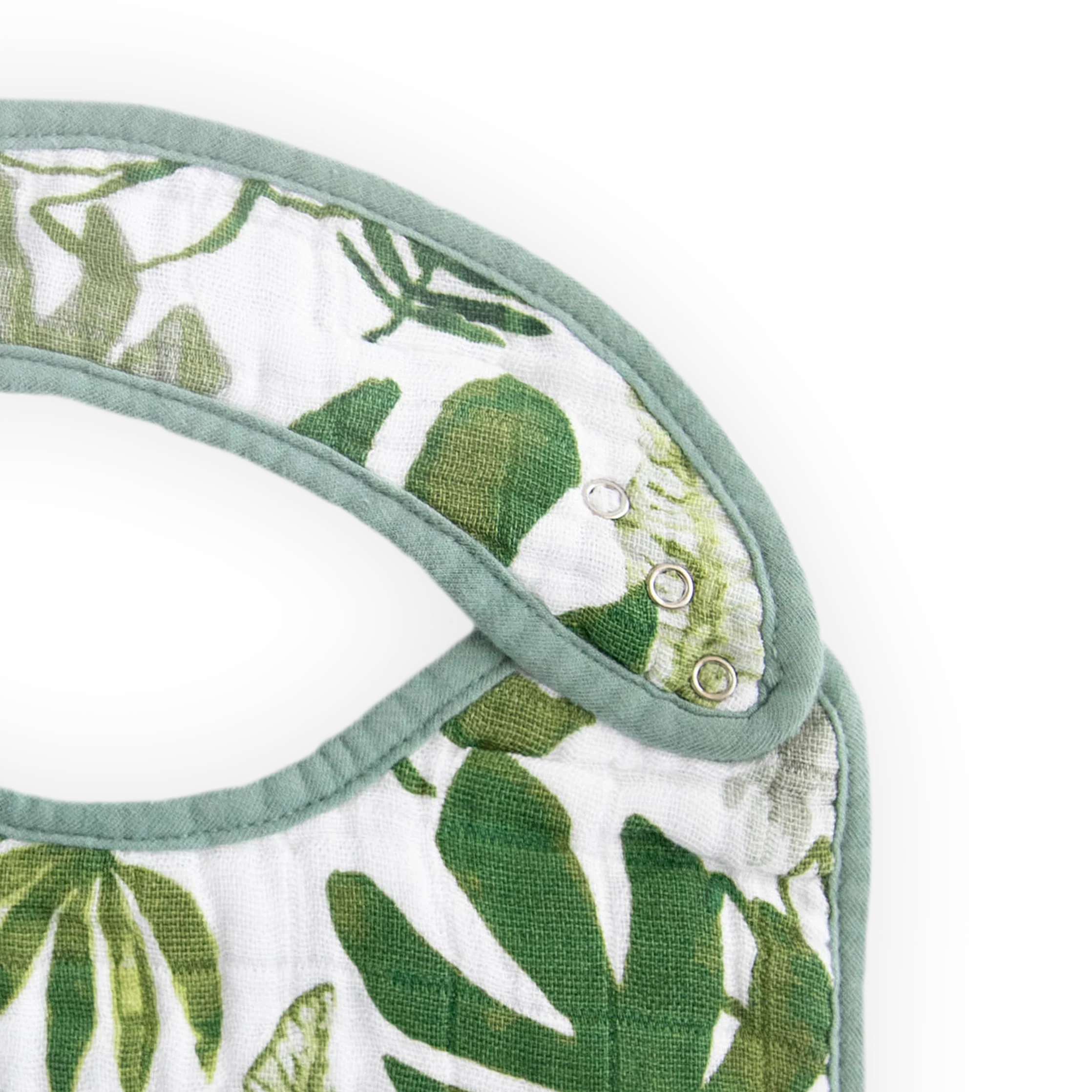 Cotton Muslin Classic Bib 3 Pack - Tropical Leaf - Image 3