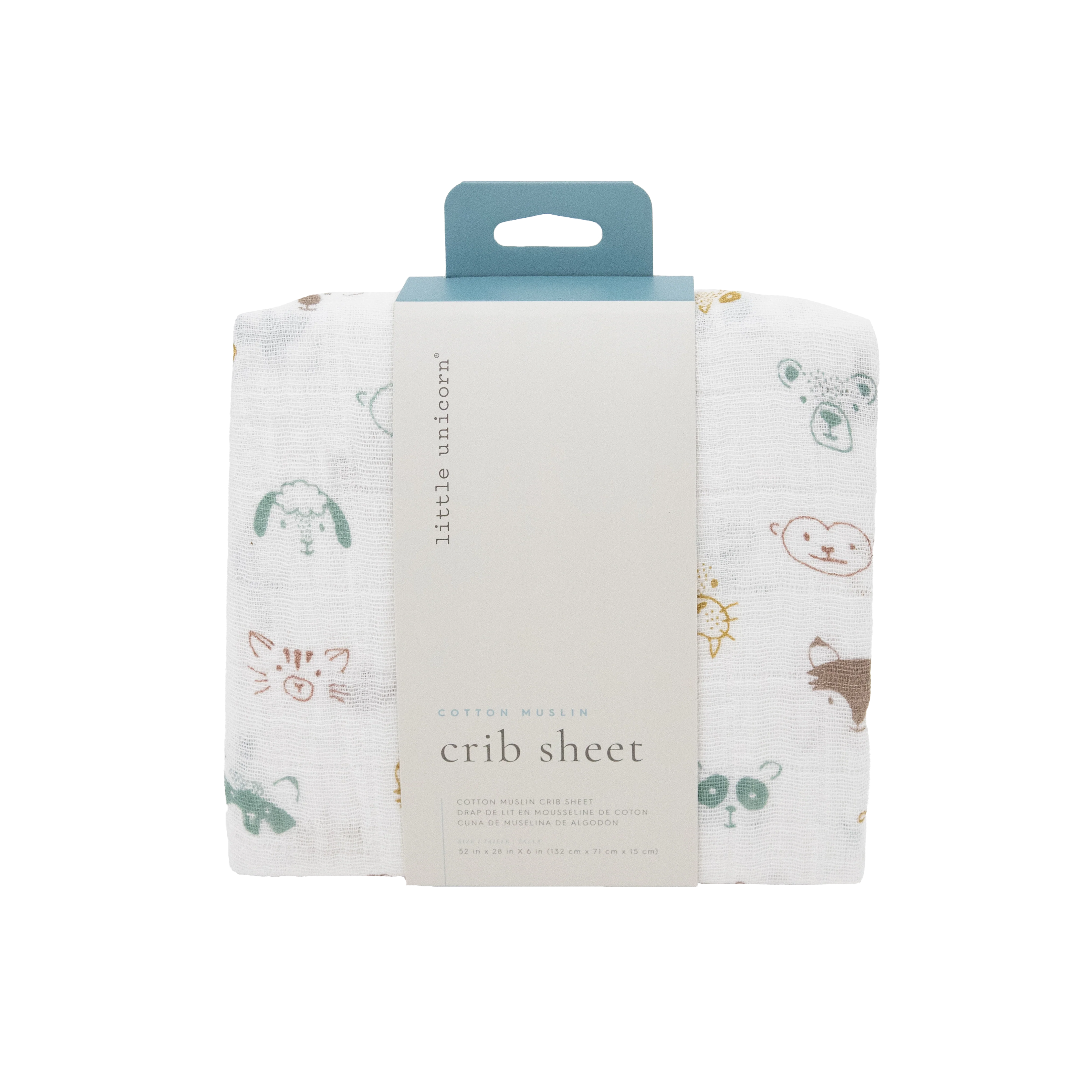 Cotton Muslin Crib Sheet - Animal Crowd - Image 3