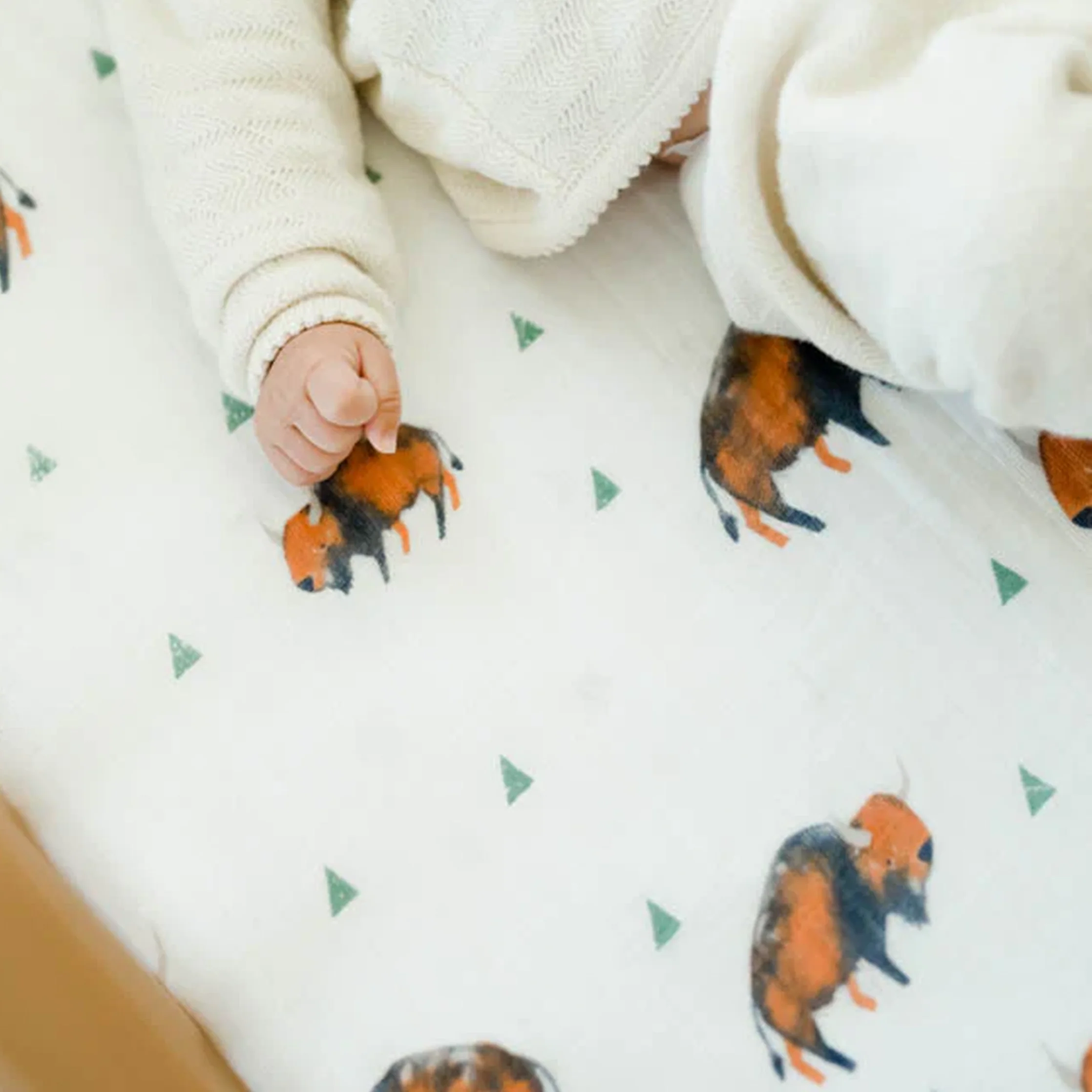 Cotton Muslin Crib Sheet - Bison - Image 4