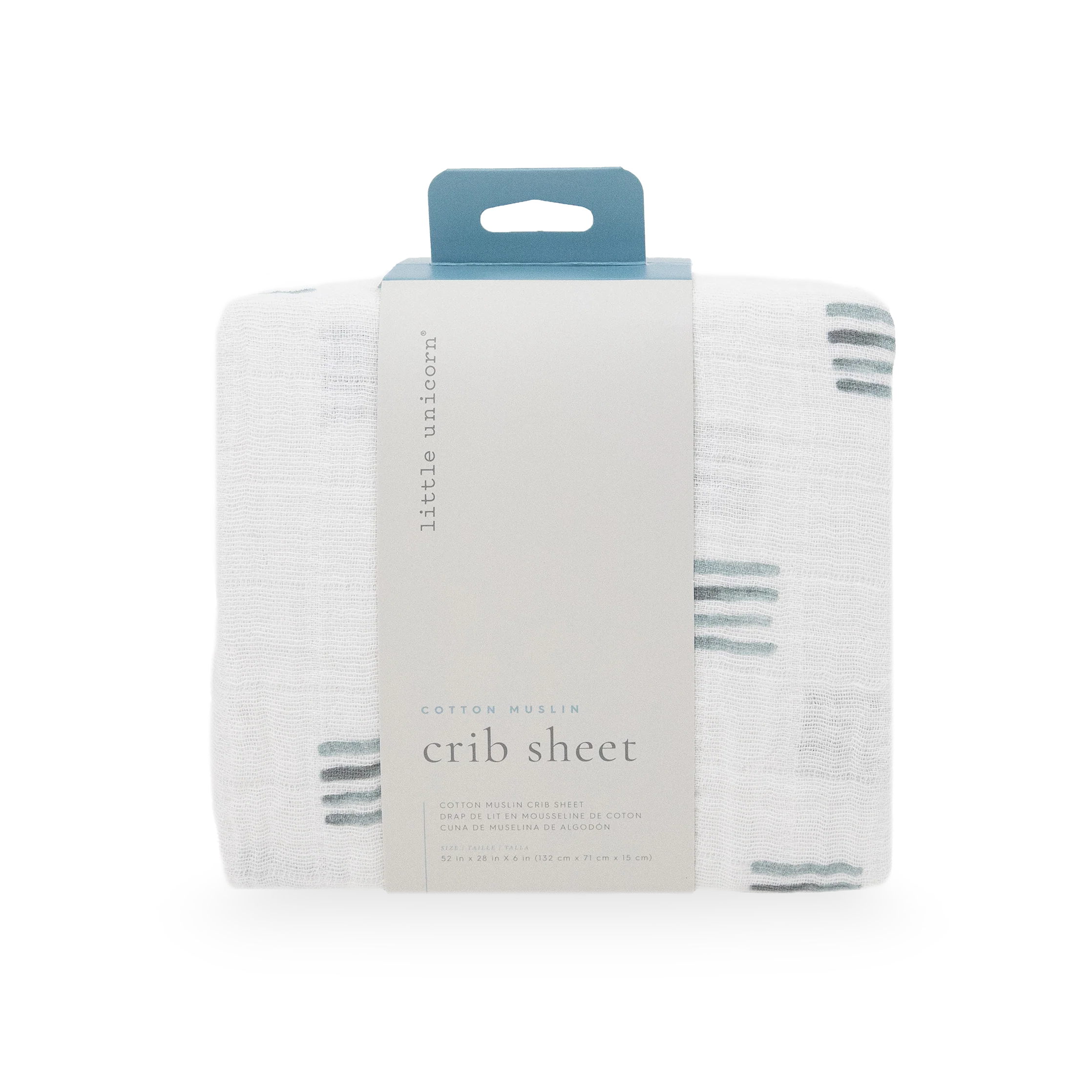 Cotton Muslin Crib Sheet - Blue Stacks - Image 3