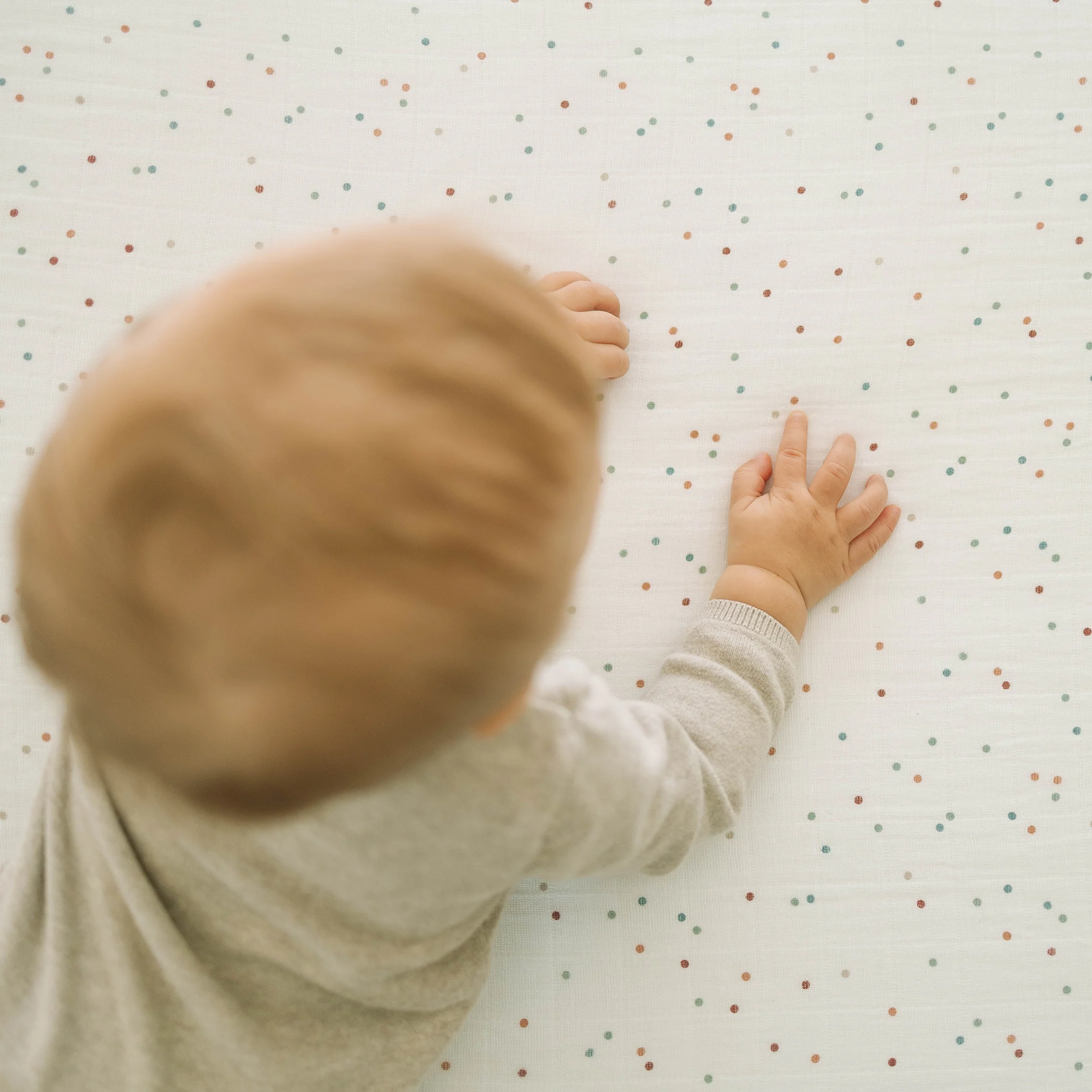 Cotton Muslin Crib Sheet - Dots - Image 5