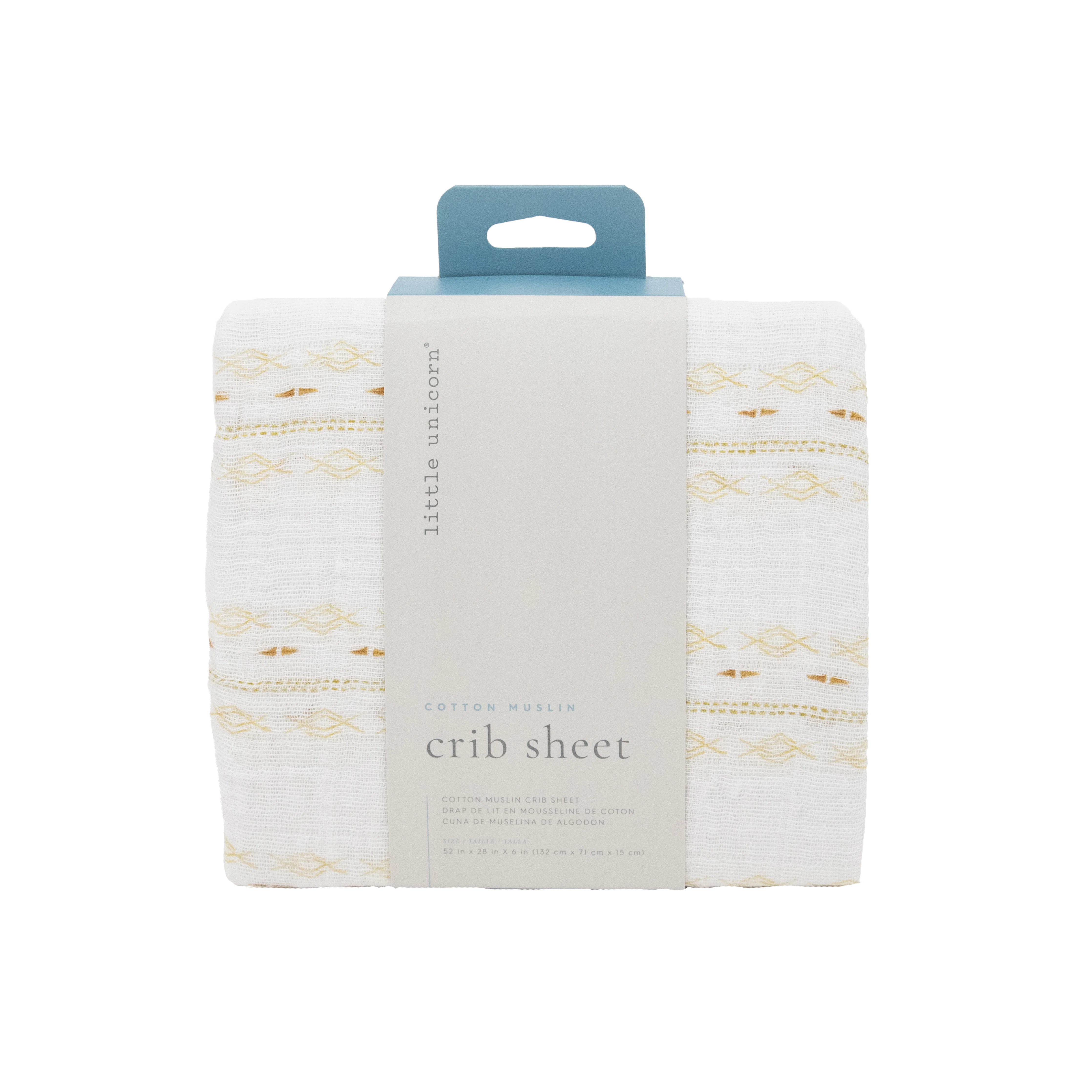 Cotton Muslin Crib Sheet - Gold Diamond-stripe - Image 3