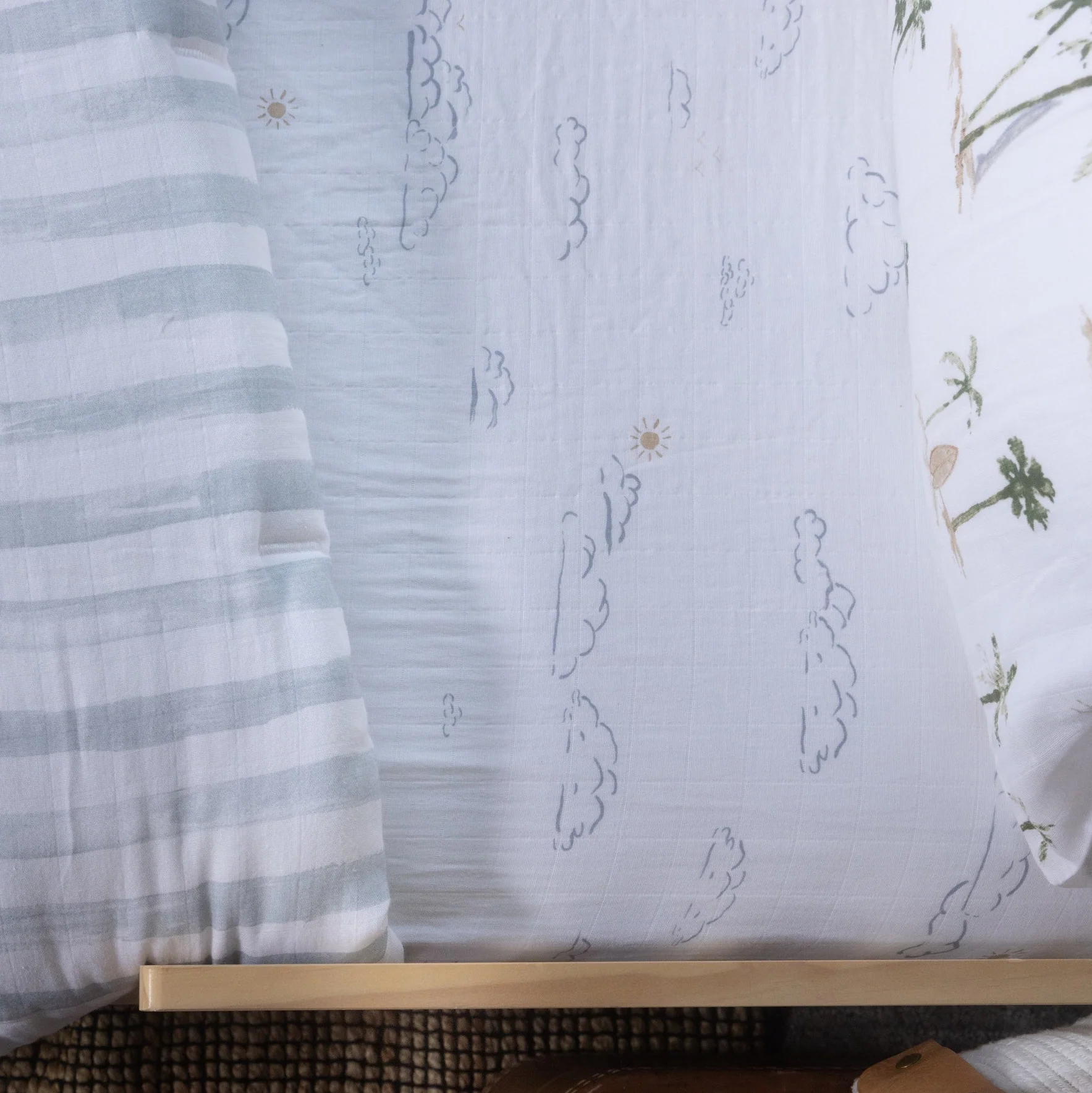 Cotton Muslin Crib Sheet - Partly Cloudy - Image 3