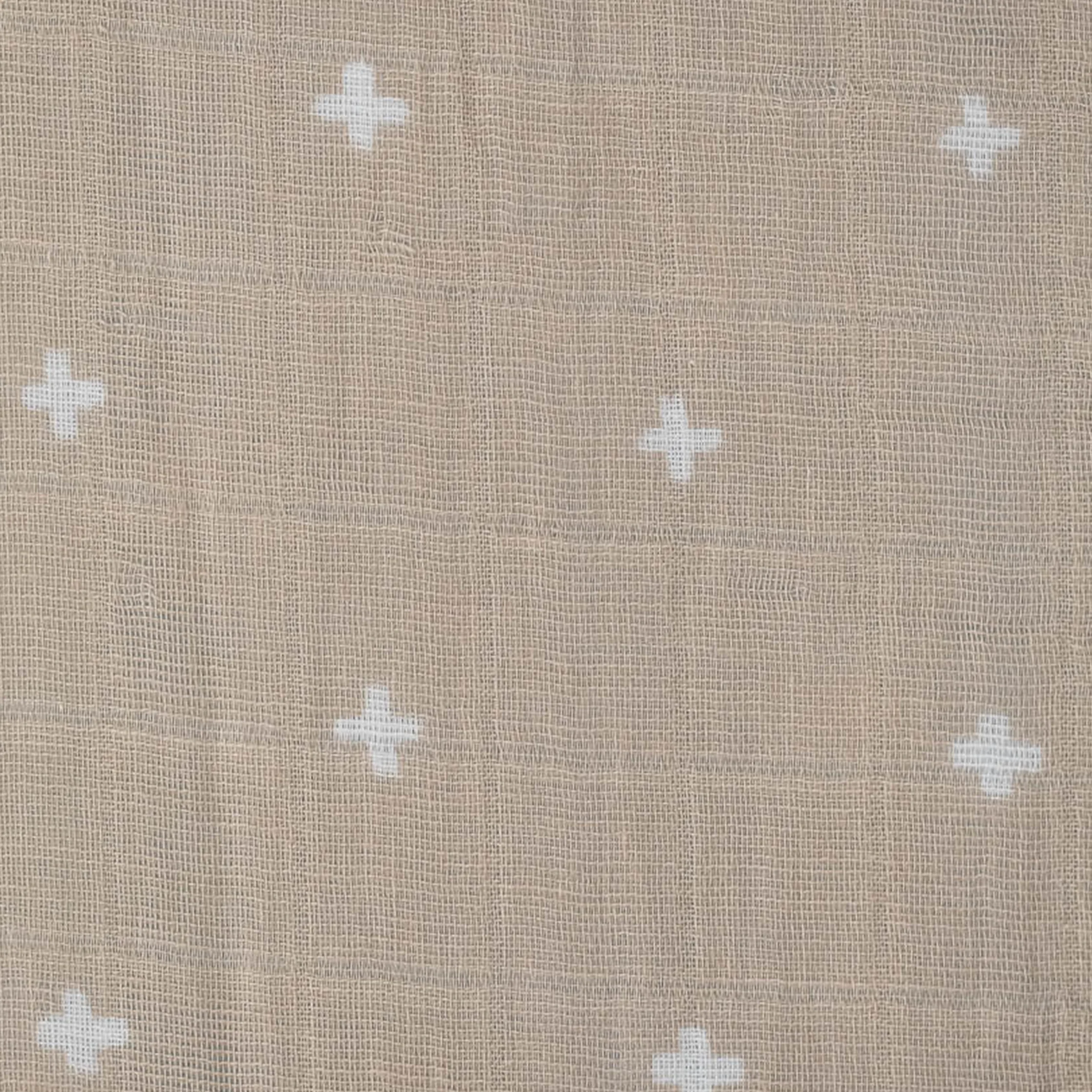 Cotton Muslin Crib Sheet - Taupe Cross - Image 3