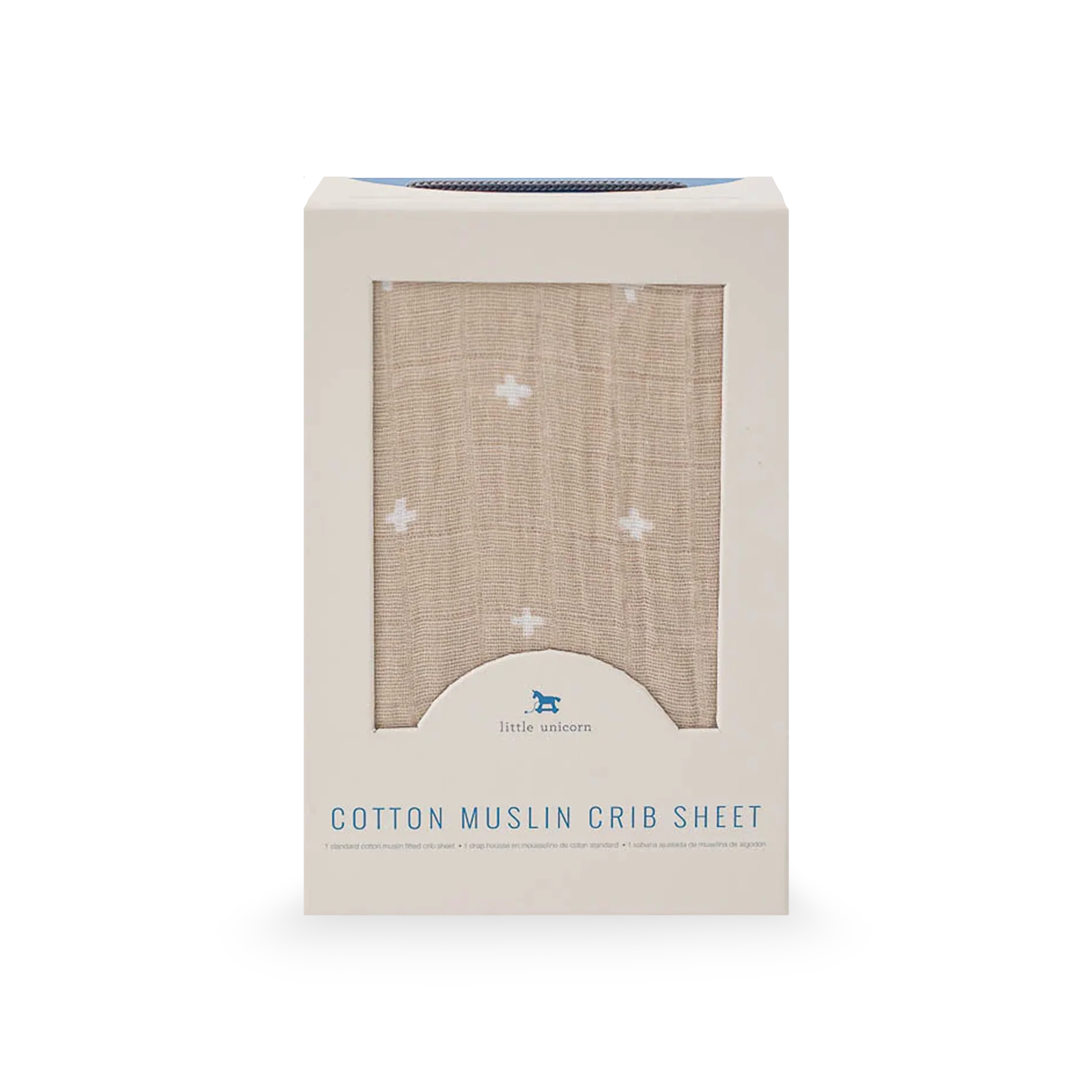 Cotton Muslin Crib Sheet - Taupe Cross - Image 4