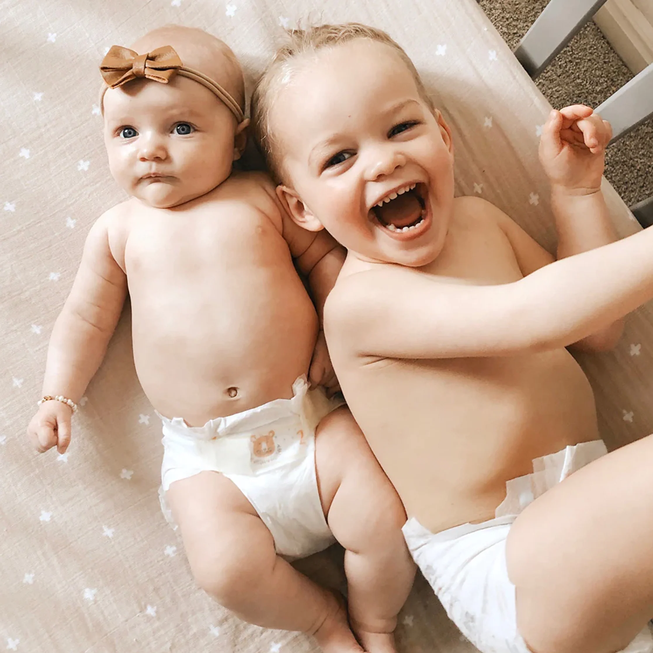 Cotton Muslin Crib Sheet - Taupe Cross - Image 7