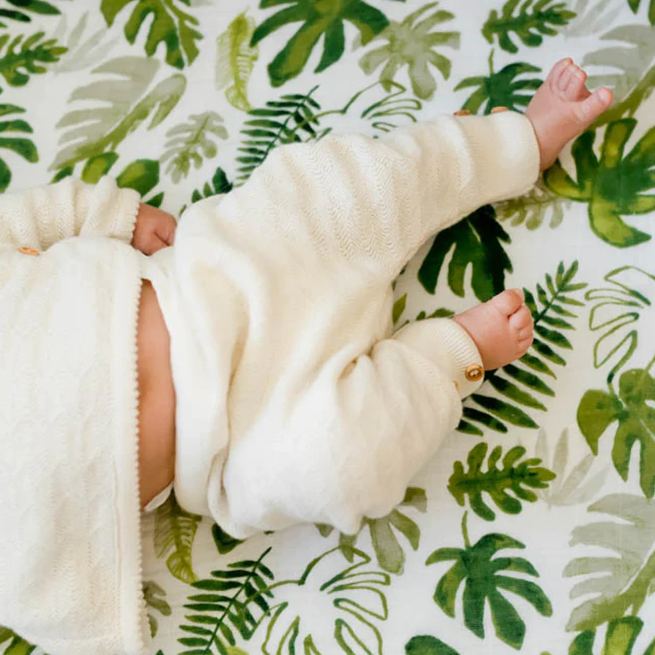 Cotton Muslin Crib Sheet - Tropical Leaf - Image 7
