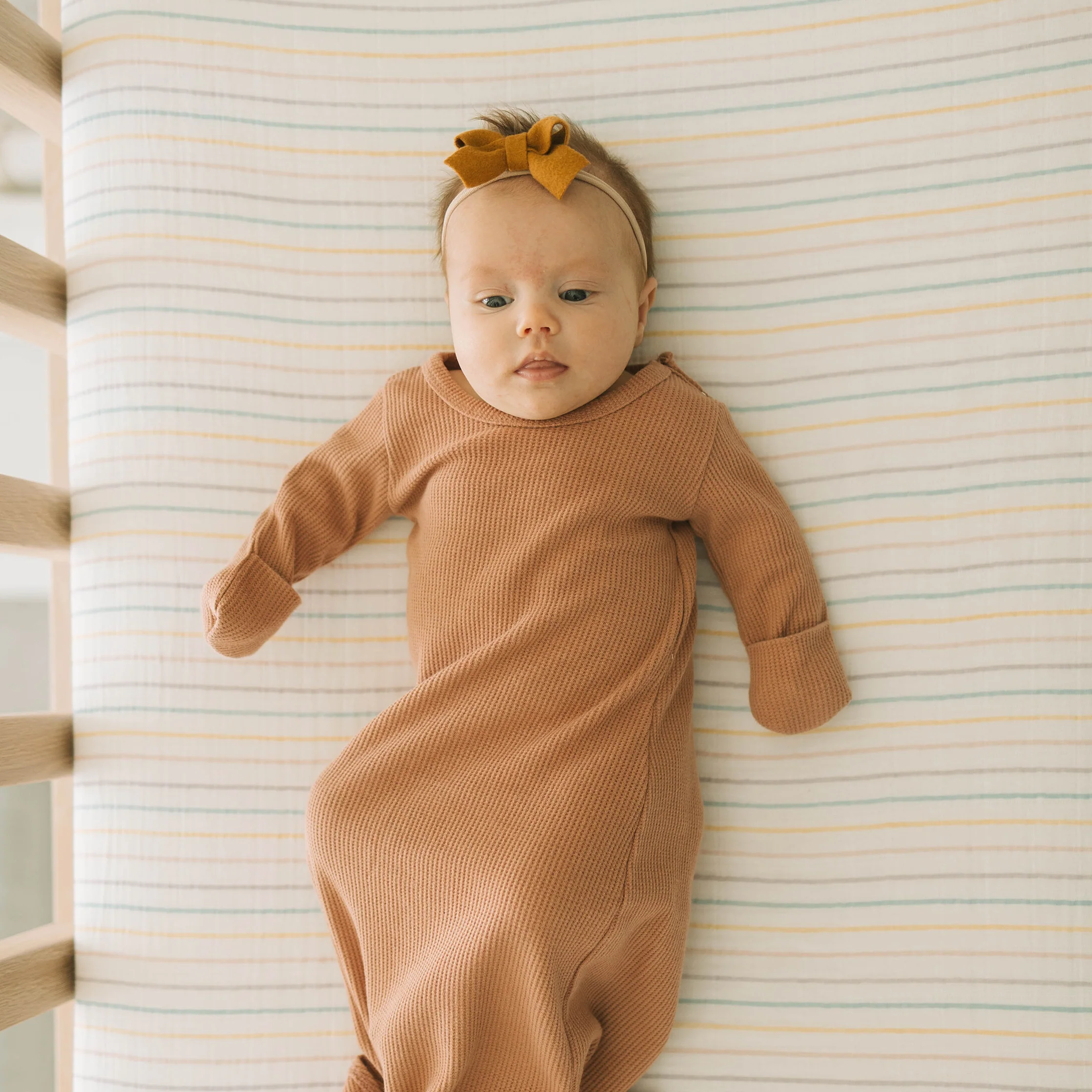 Cotton Muslin Crib Sheet - Unicorn Stripe - Image 3