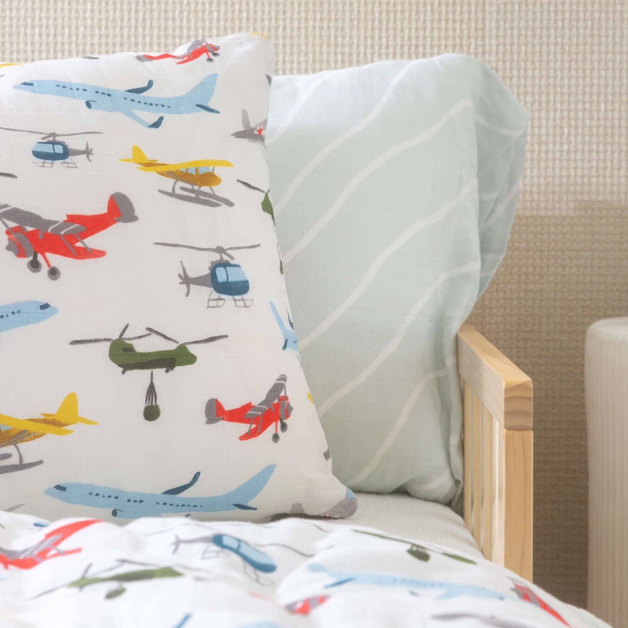 Cotton Muslin Pillowcase 2 Pack - Air Show - Image 6