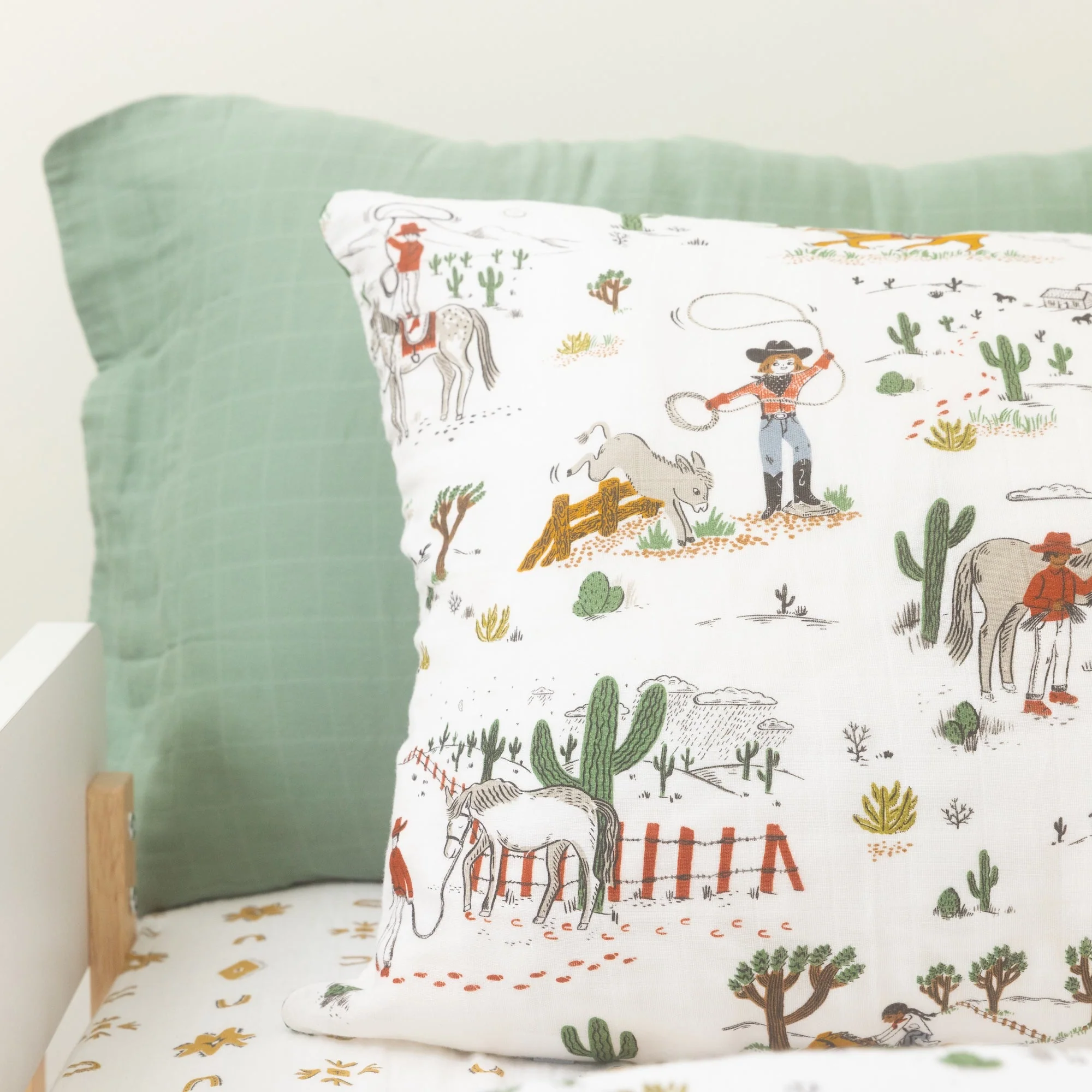 Cotton Muslin Pillowcase 2 Pack - Cowpoke - Image 7