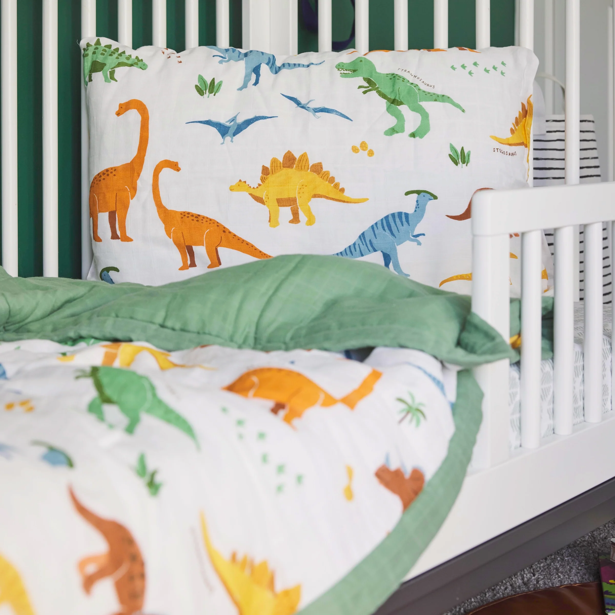 Cotton Muslin Pillowcase 2 Pack - Dino Names - Image 7