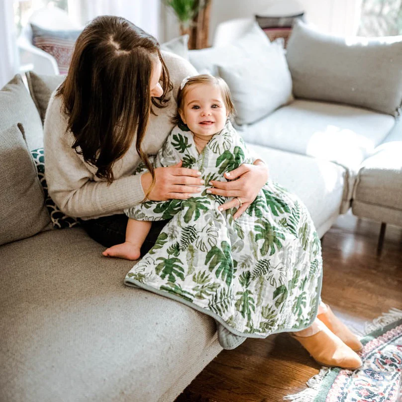 Original Cotton Muslin Quilt - Tropical Leaf - Image 7