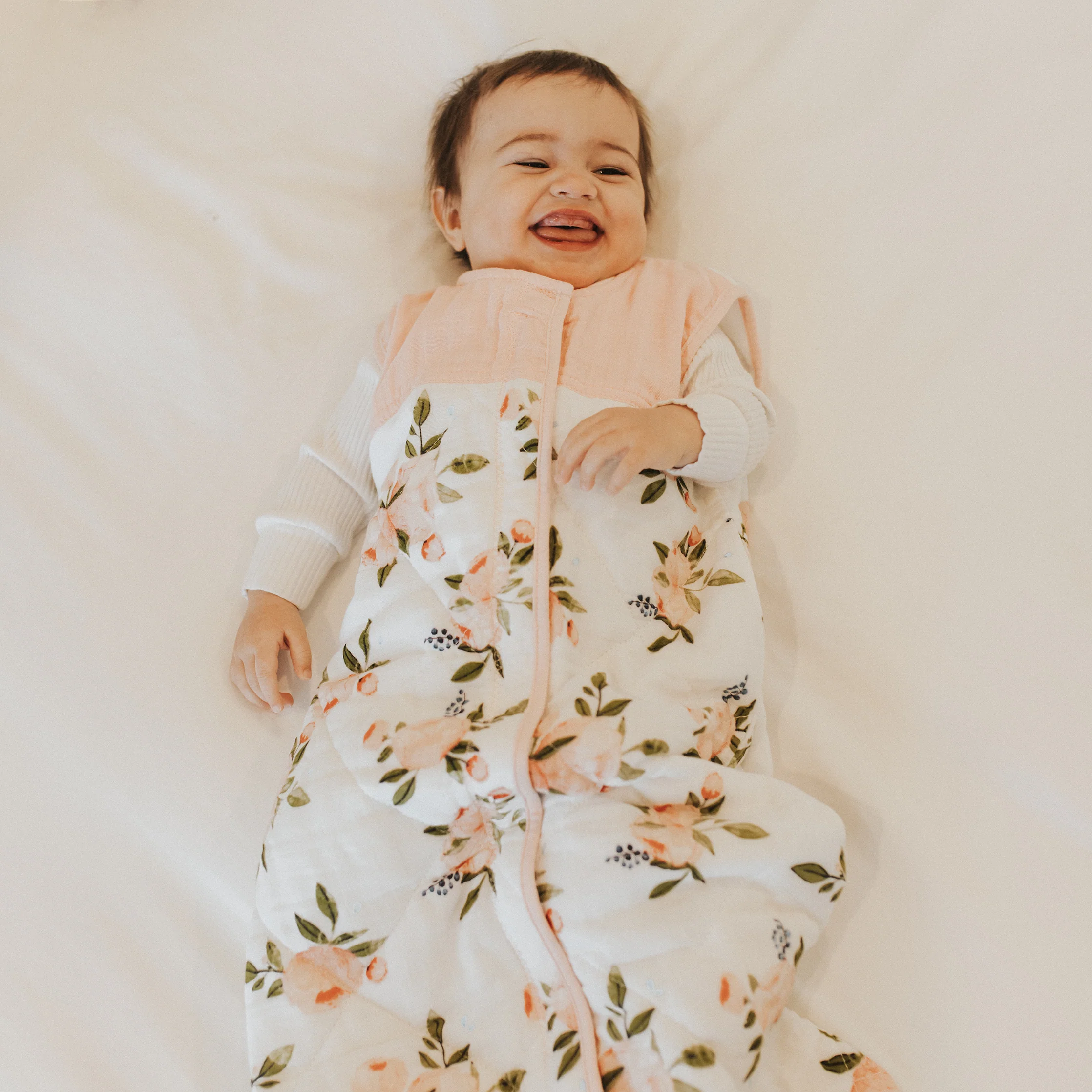 Cotton Muslin Quilted Sleep Bag - Watercolor Roses - Image 4