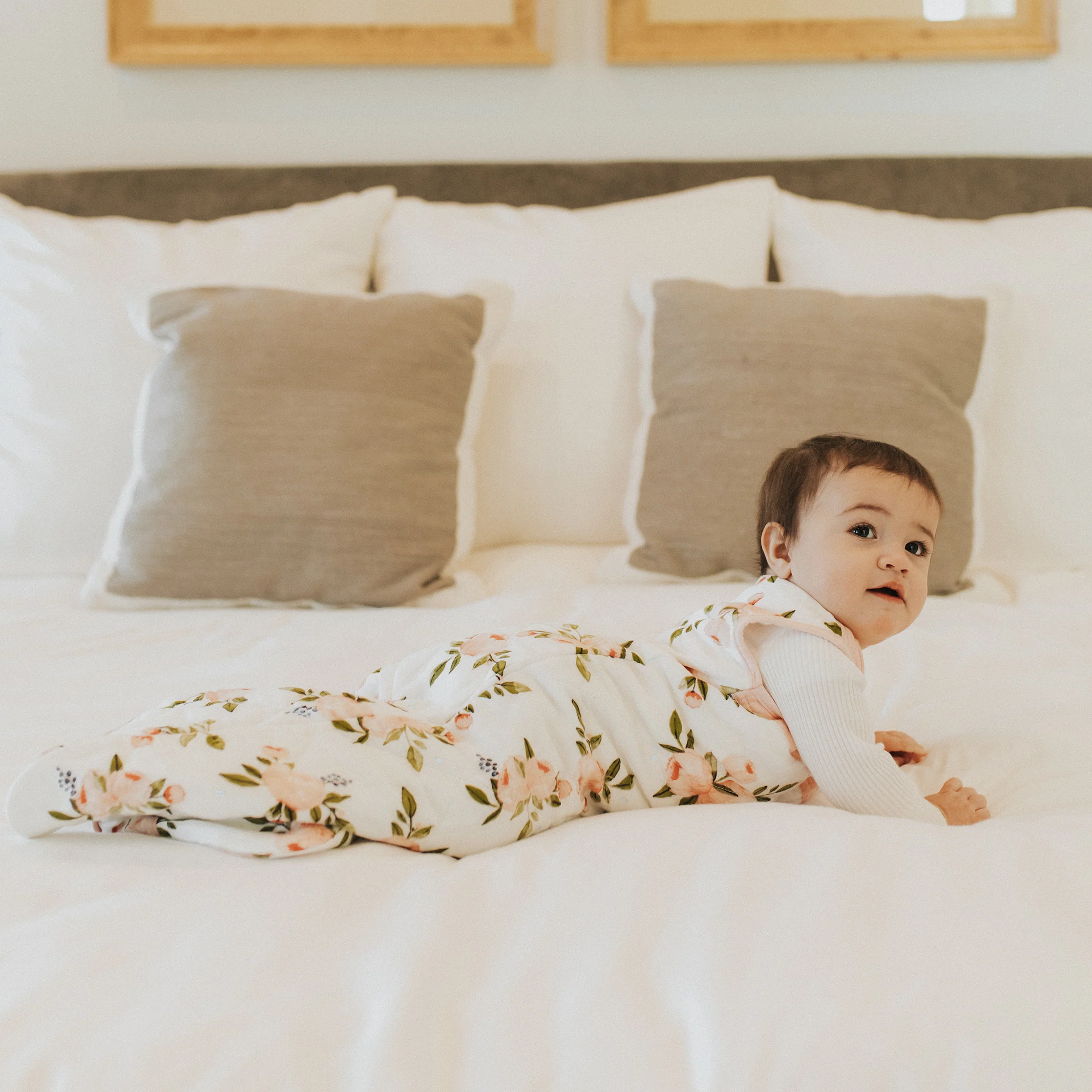 Cotton Muslin Quilted Sleep Bag - Watercolor Roses - Image 5