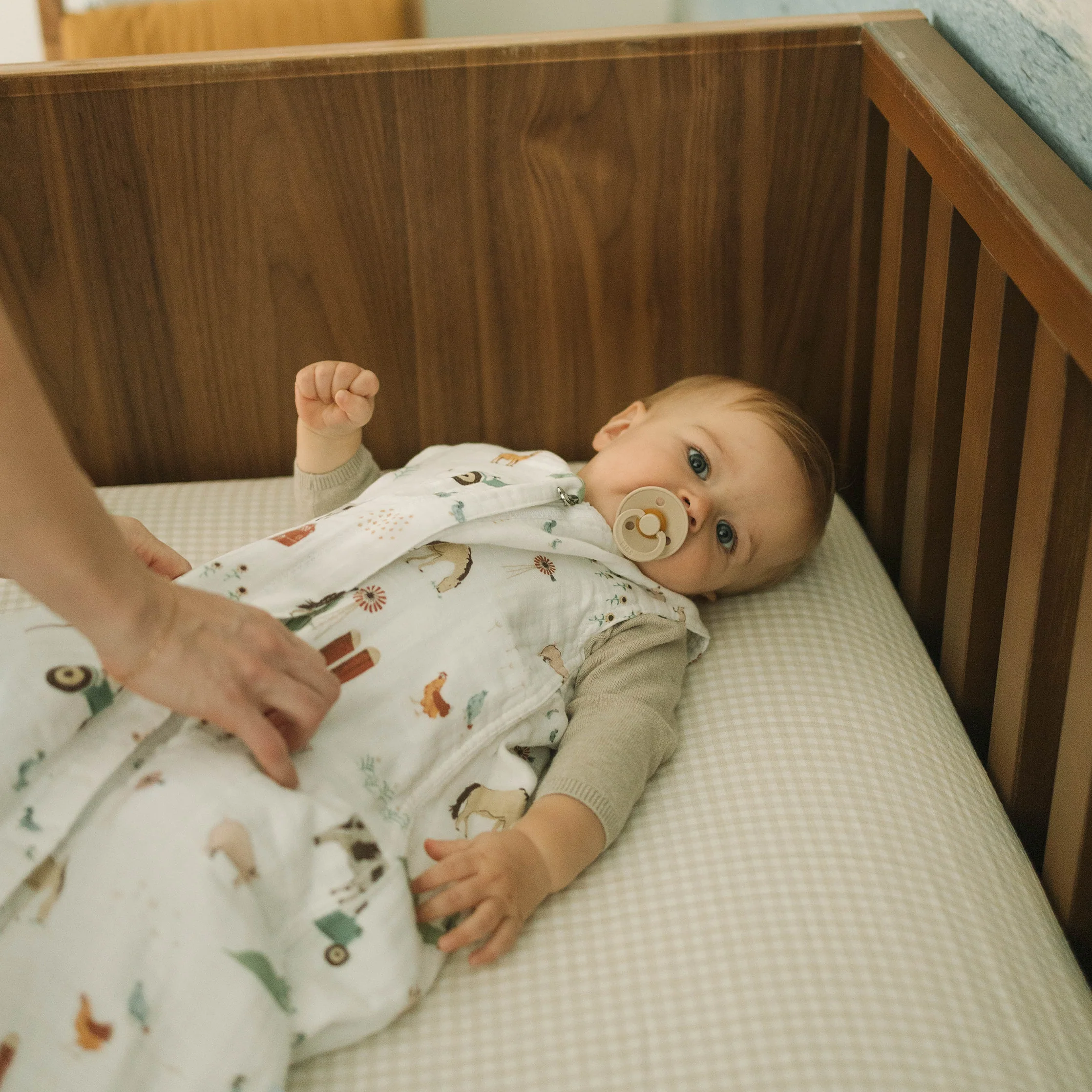 Cotton Muslin Sleep Bag - Farmyard - Image 4