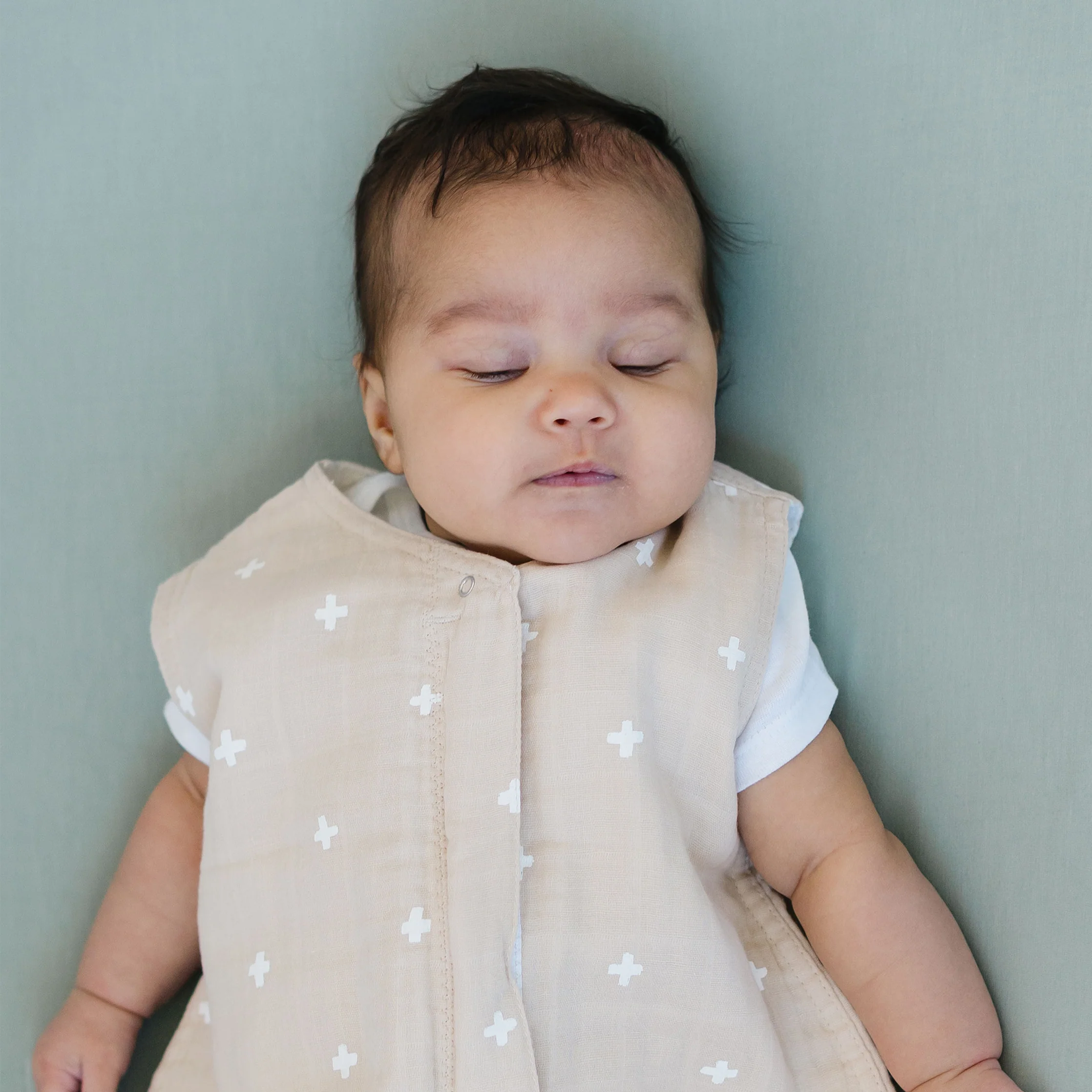 Cotton Muslin Sleep Bag - Taupe Cross - Image 5