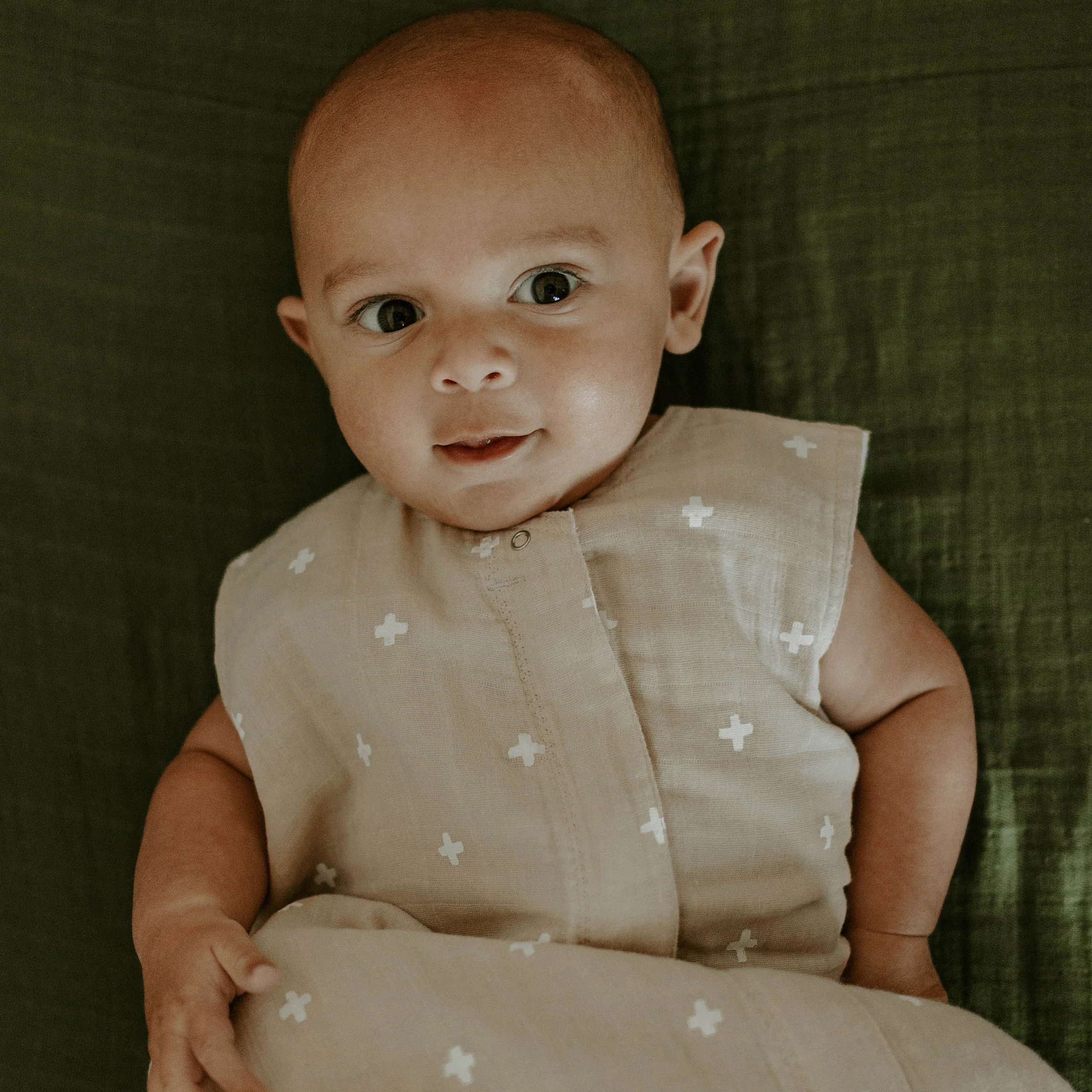 Cotton Muslin Sleep Bag - Taupe Cross - Image 6