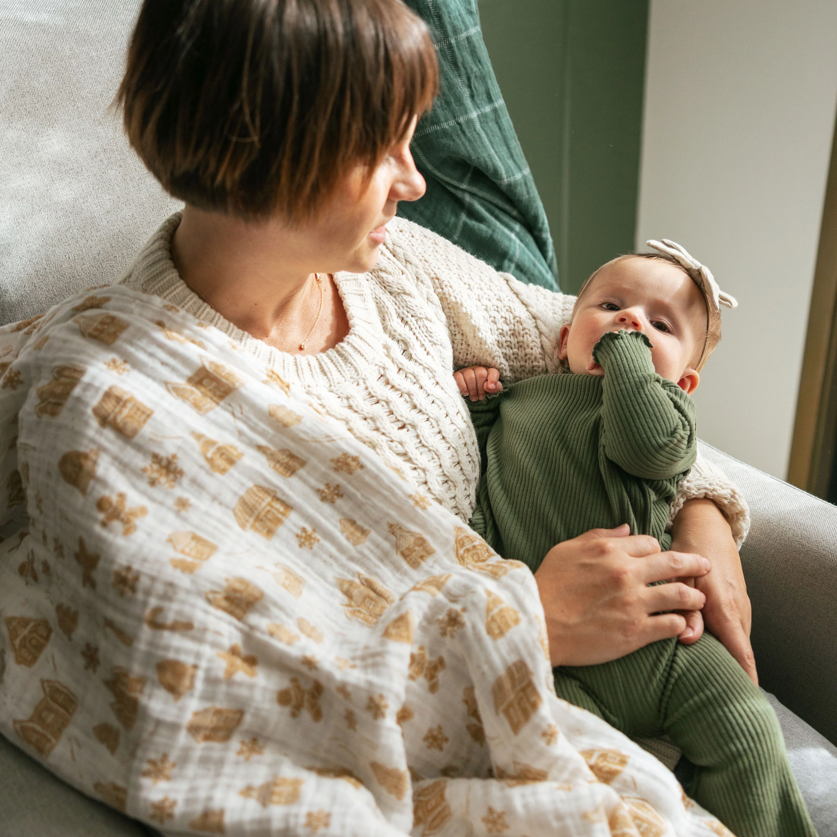 Cotton Muslin Swaddle Blanket 3 Pack - Snow Day - Image 10