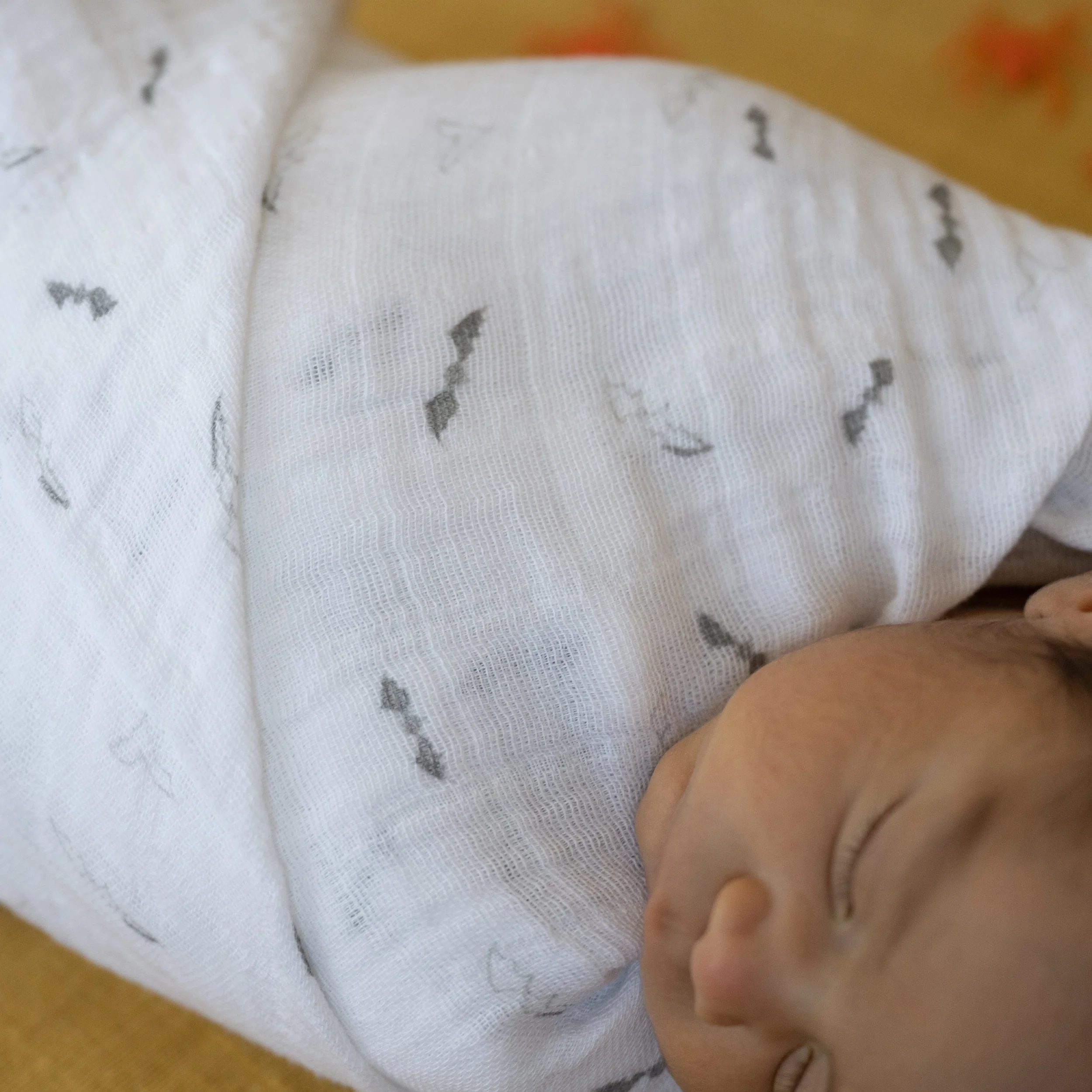 Cotton Muslin Swaddle Blanket - Bats - Image 5