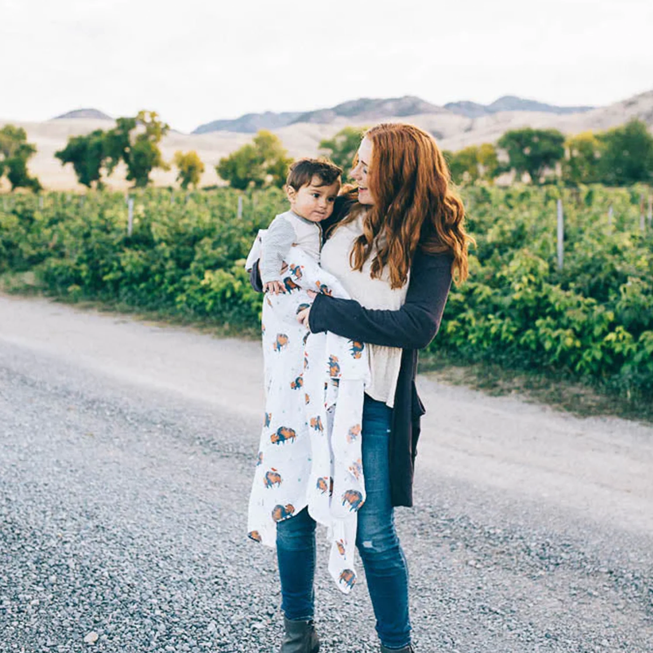 Cotton Muslin Swaddle Blanket - Bison - Image 5