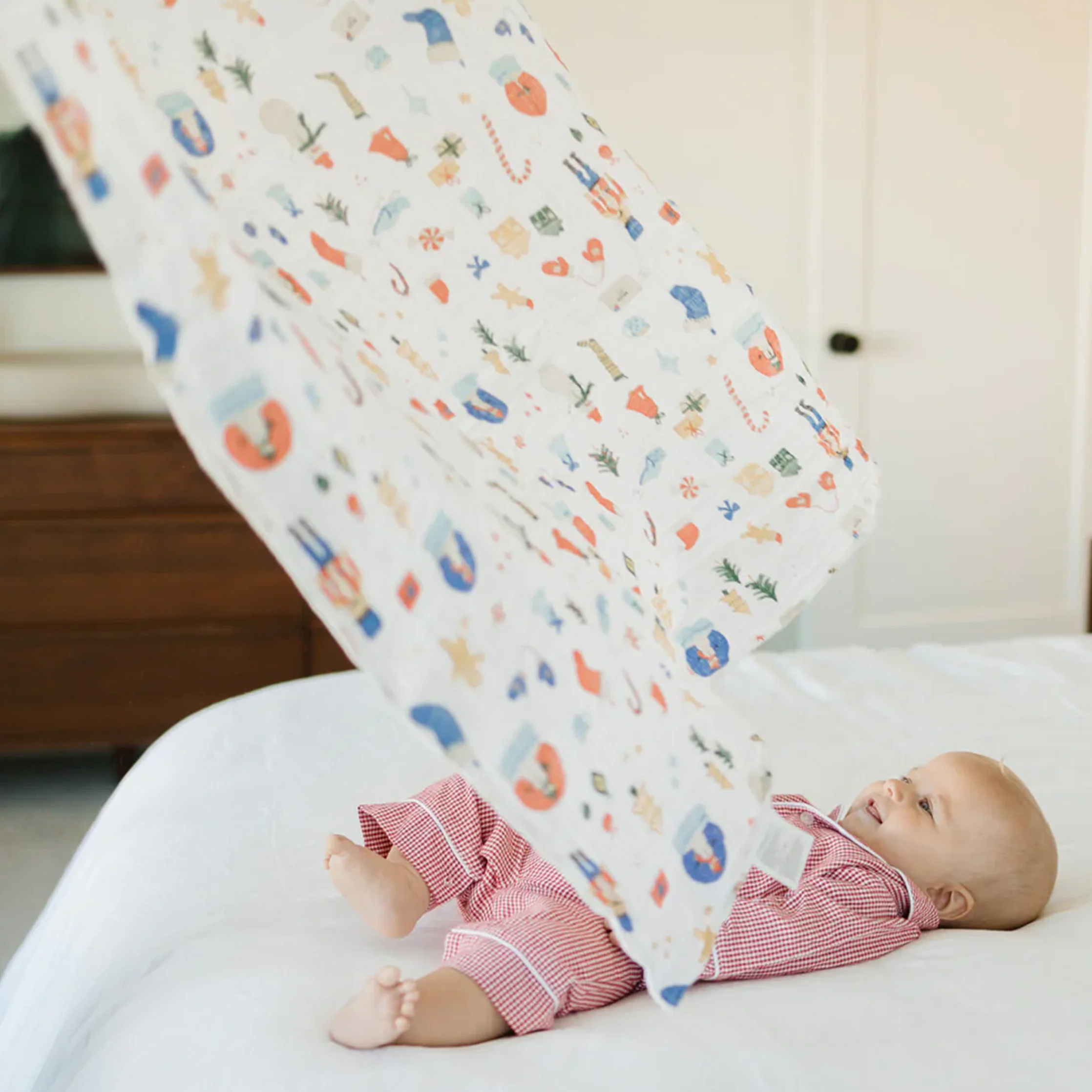 Cotton Muslin Swaddle Blanket - Christmas Time - Image 6