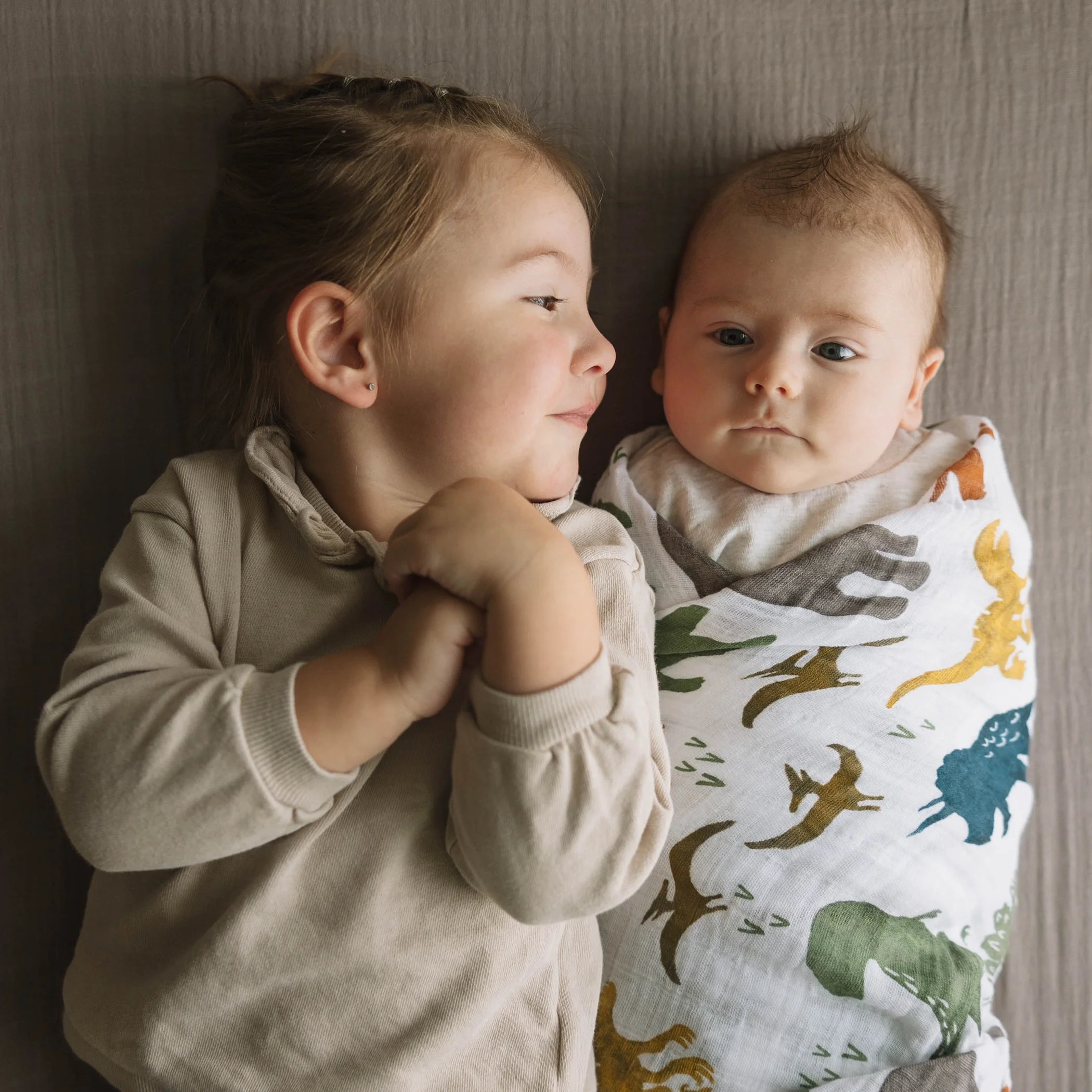 Cotton Muslin Swaddle Blanket - Dino Friends - Image 6