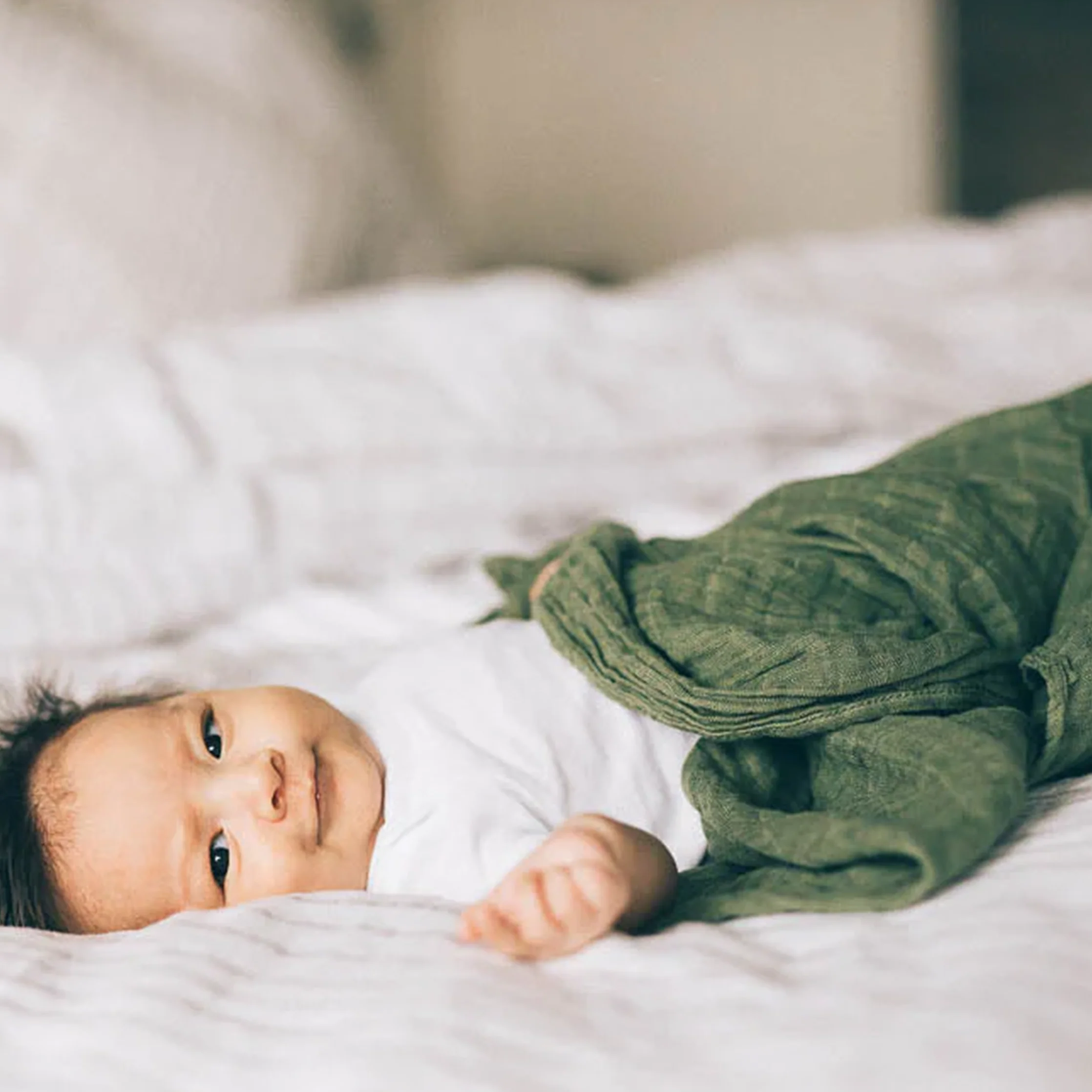 Cotton Muslin Swaddle Blanket - Fern - Image 6