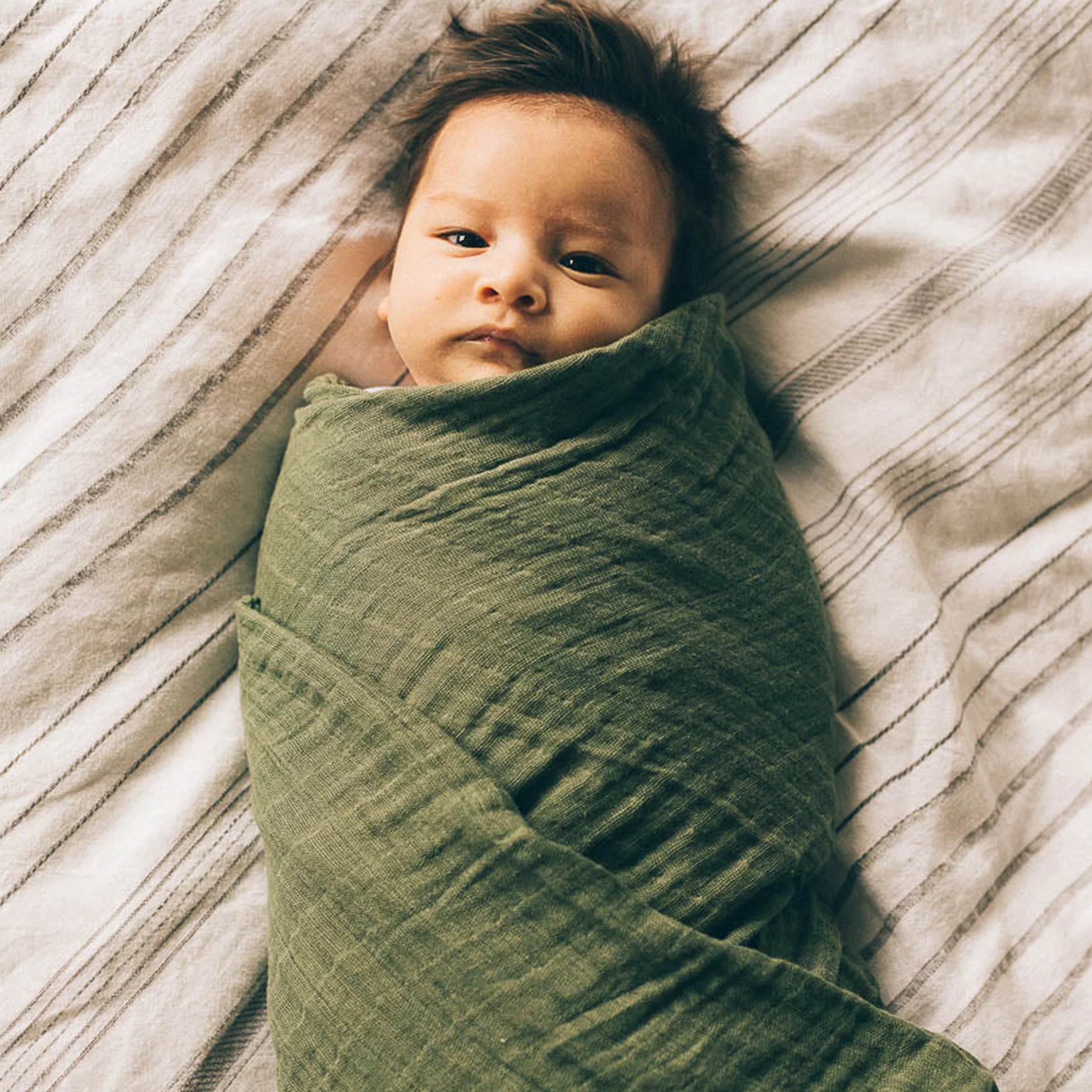 Cotton Muslin Swaddle Blanket - Fern - Image 8