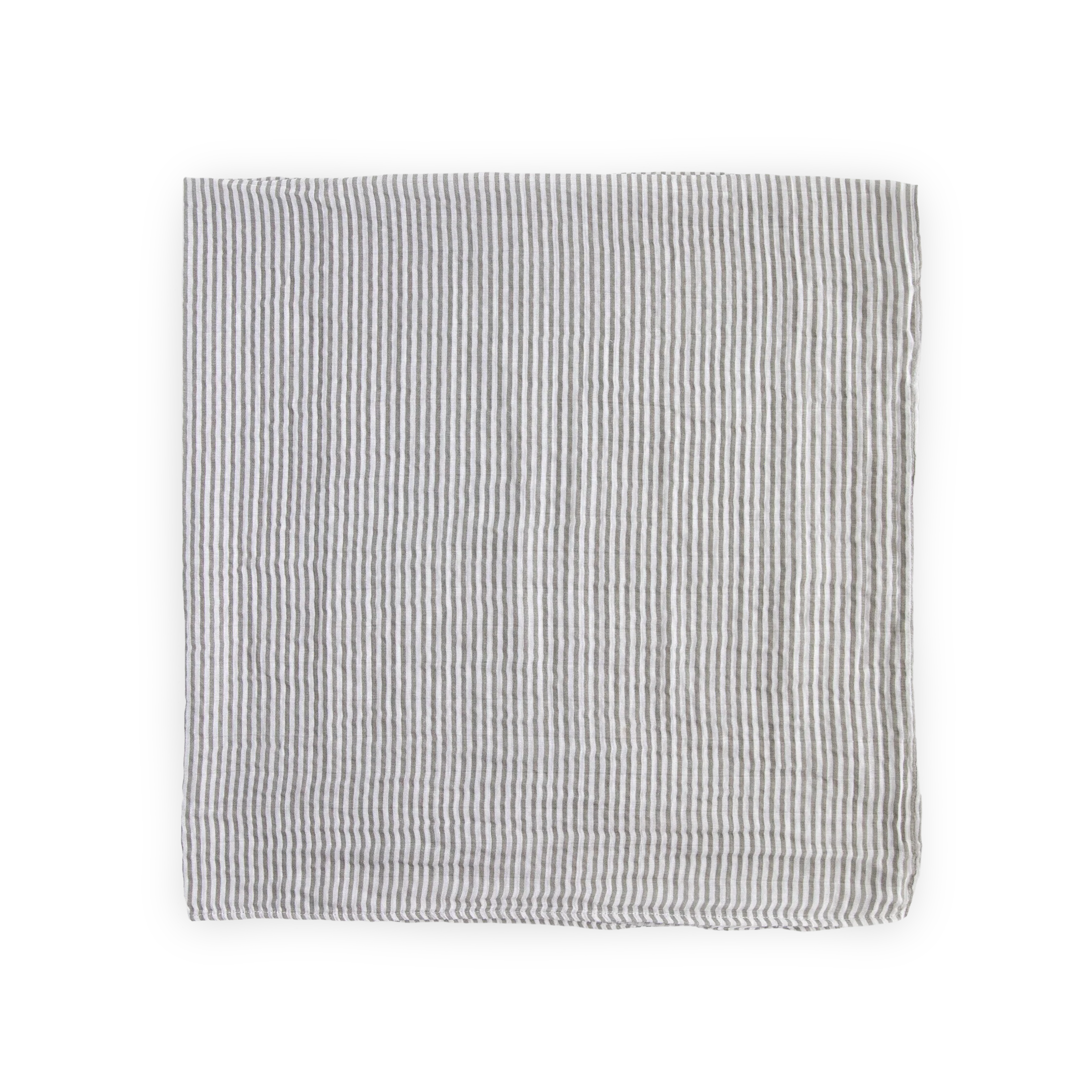 Cotton Muslin Swaddle Blanket - Grey Stripe - Image 3