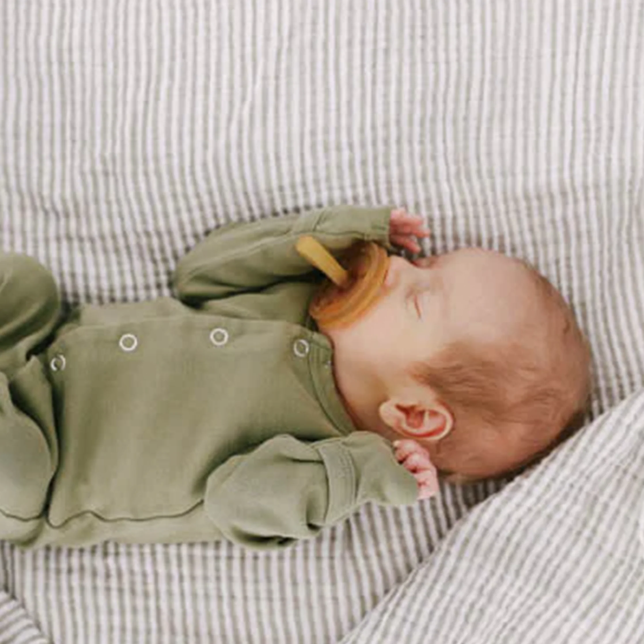 Cotton Muslin Swaddle Blanket - Grey Stripe - Image 7