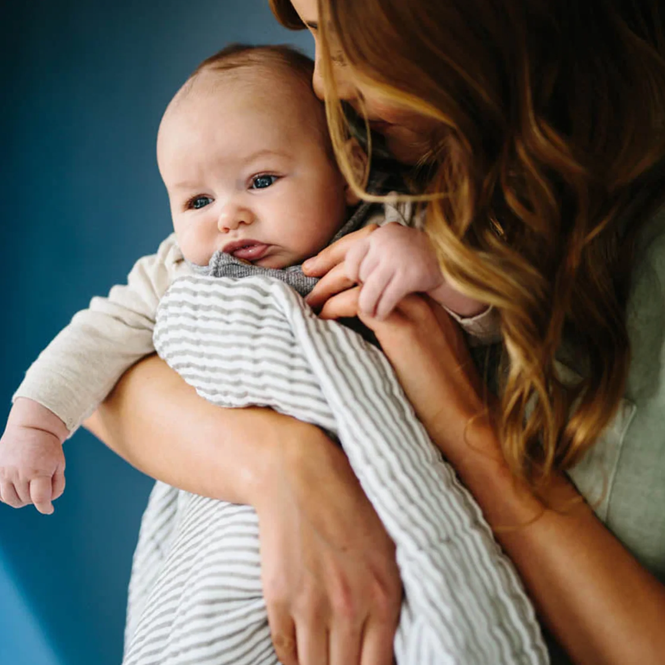 Cotton Muslin Swaddle Blanket - Grey Stripe - Image 8