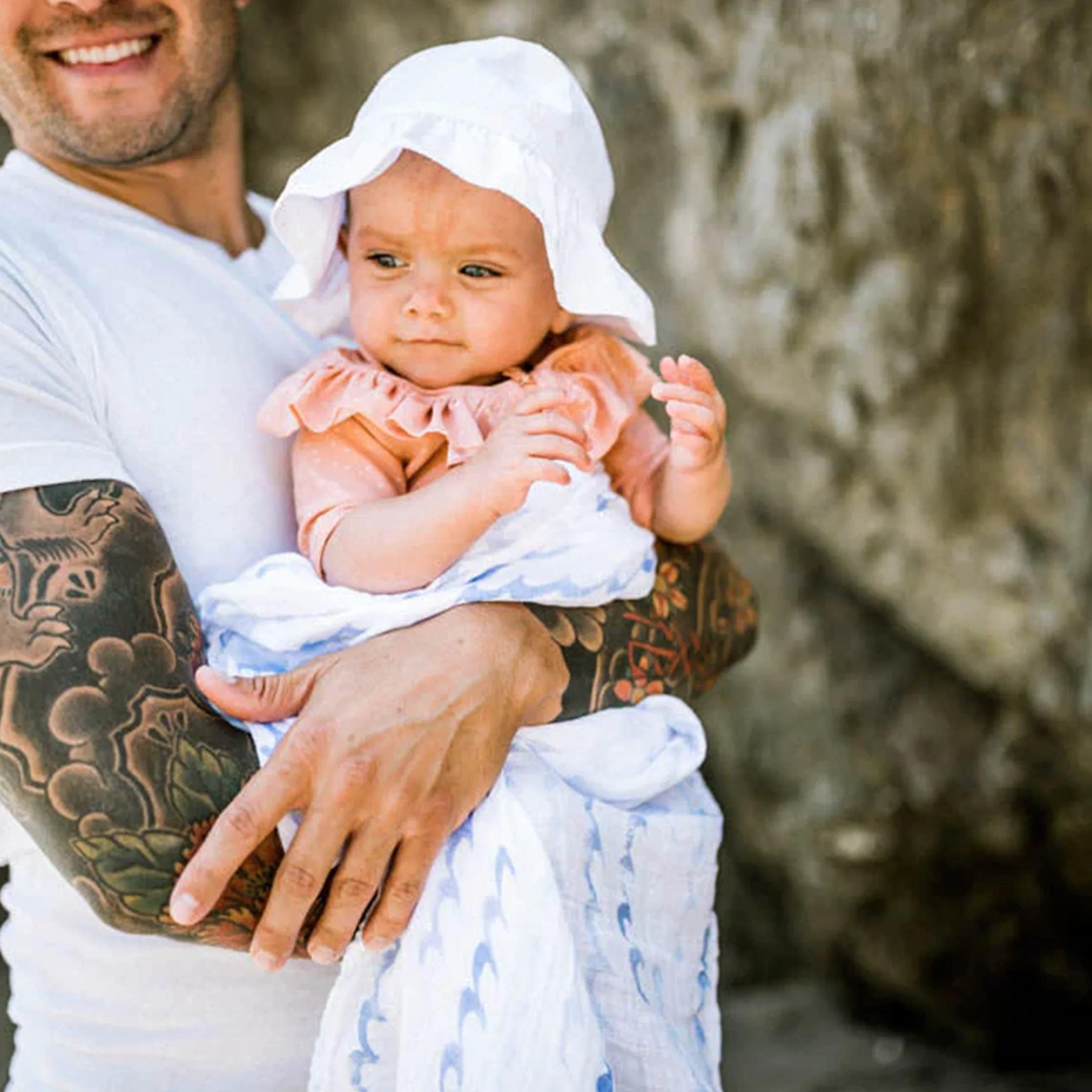 Cotton Muslin Swaddle Blanket - High Tide - Image 5