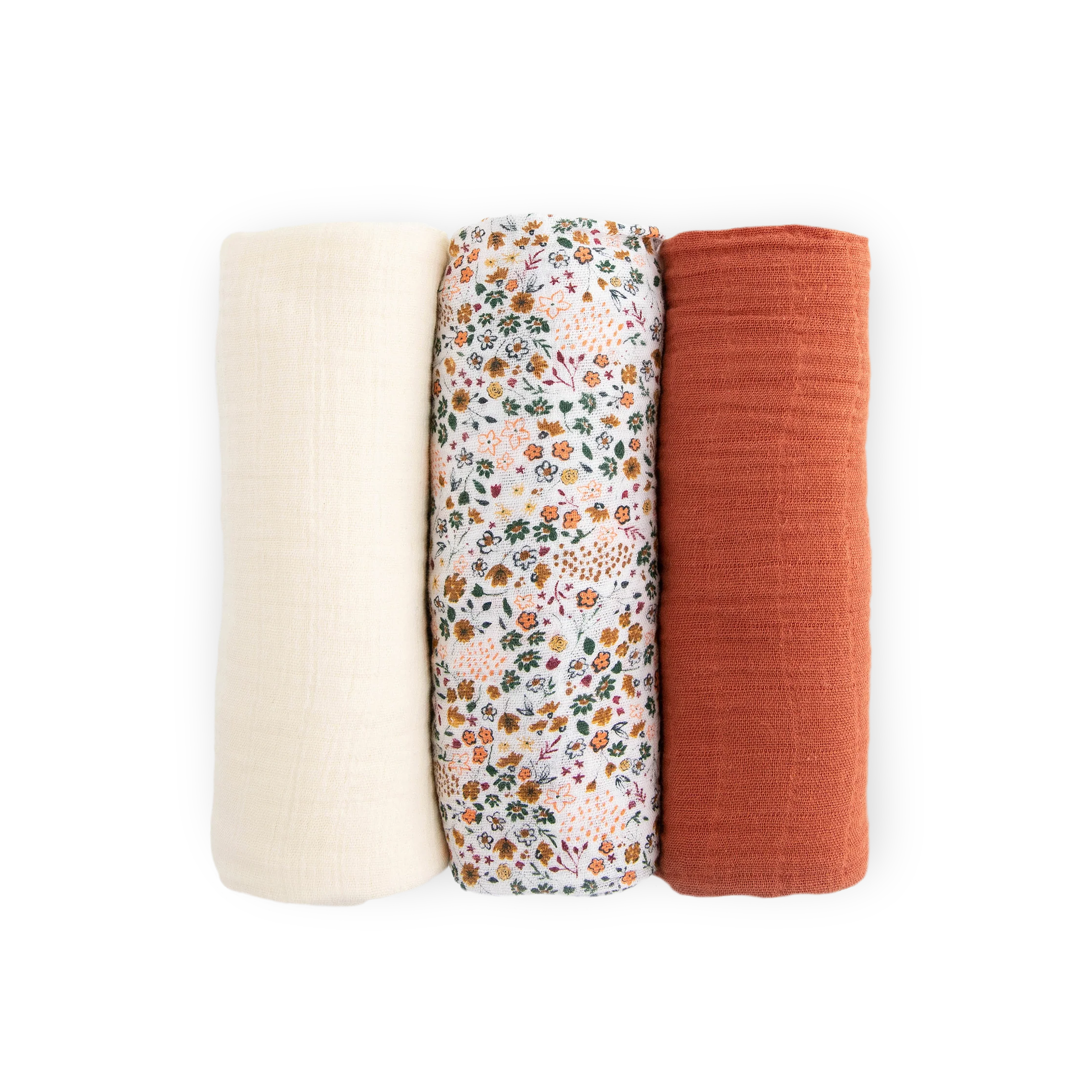 Cotton Muslin Swaddle Blanket 3 Pack - Pressed Petals - Image 8