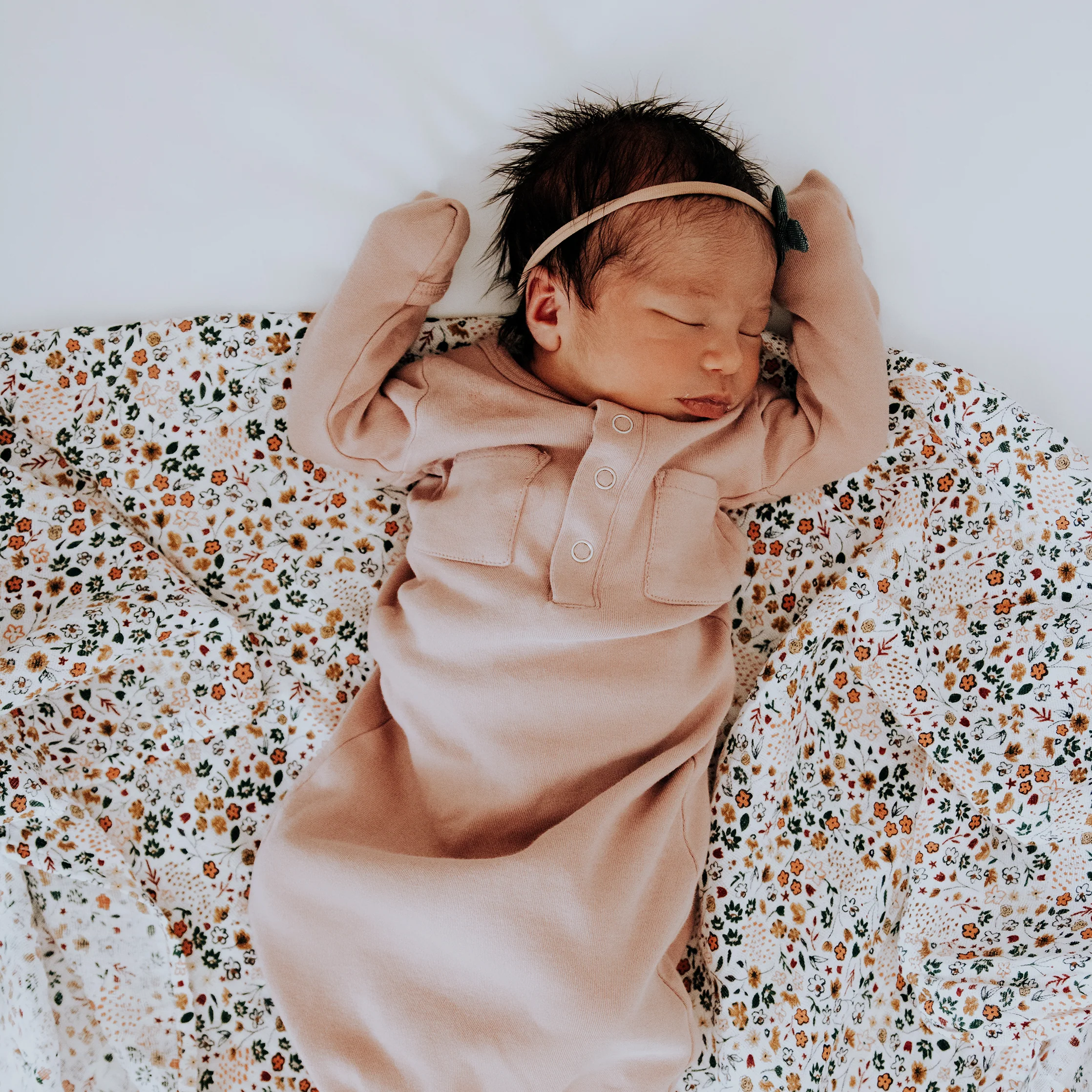 Cotton Muslin Swaddle Blanket 3 Pack - Pressed Petals - Image 9