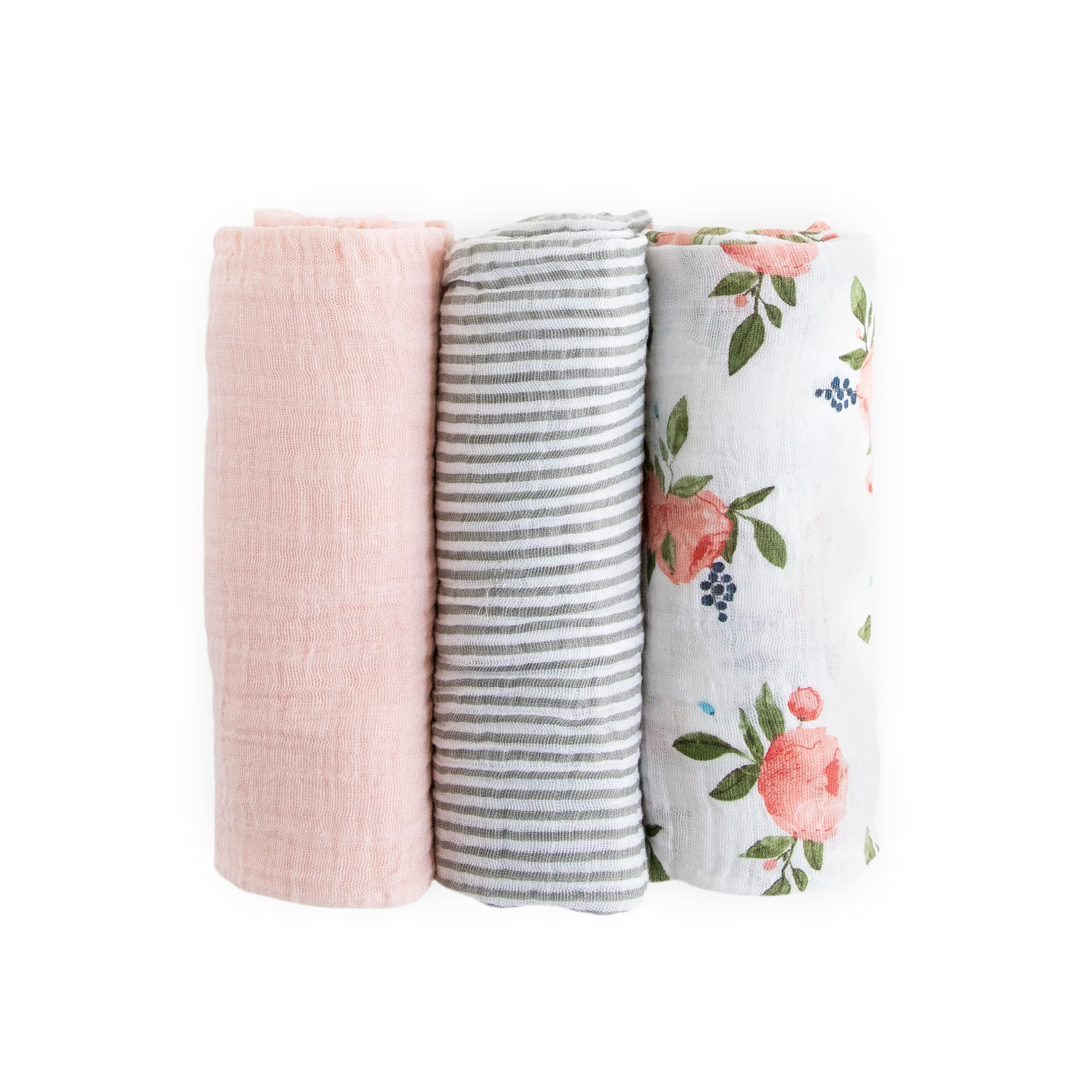 Cotton Muslin Swaddle Blanket 3 Pack - Watercolor Roses - Image 8