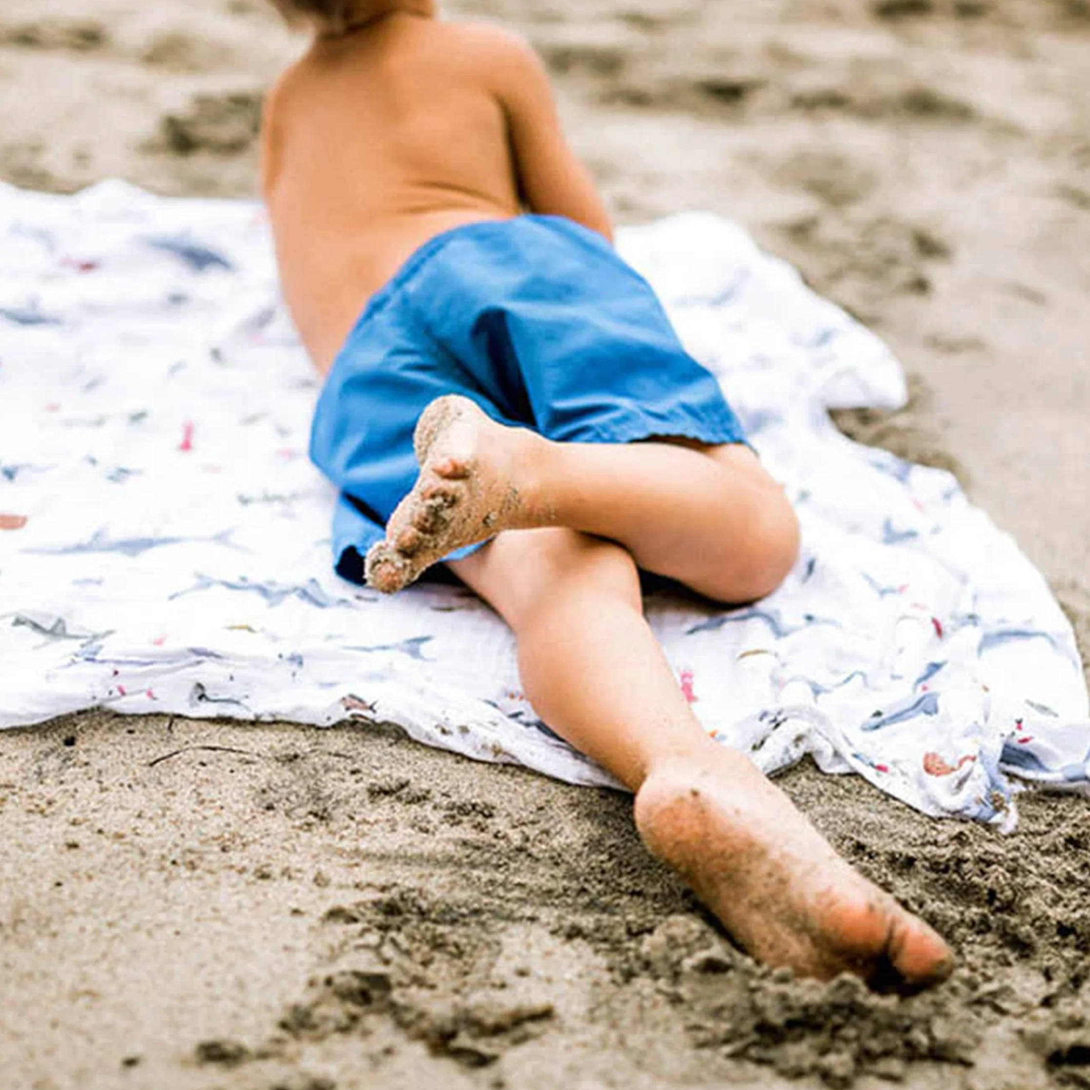 Cotton Muslin Swaddle Blanket - Shark - Image 5