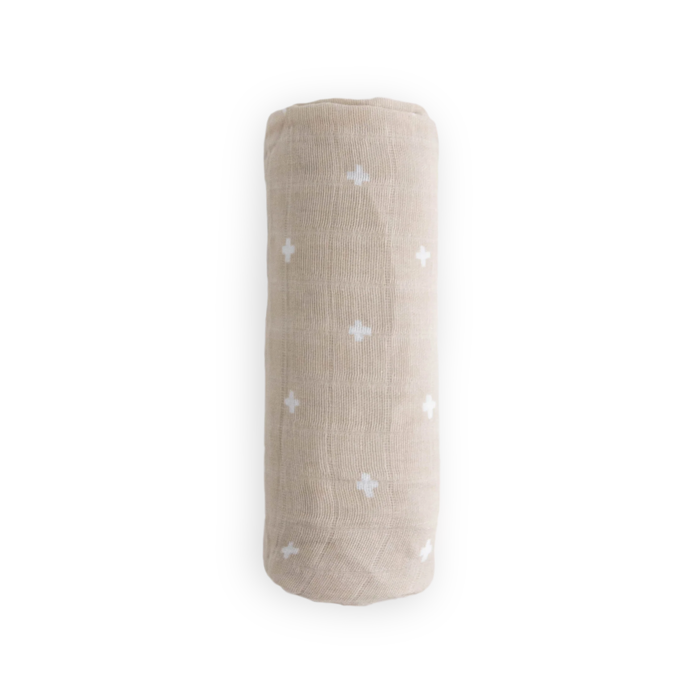 Cotton Muslin Swaddle Blanket - Taupe Cross - Image 4