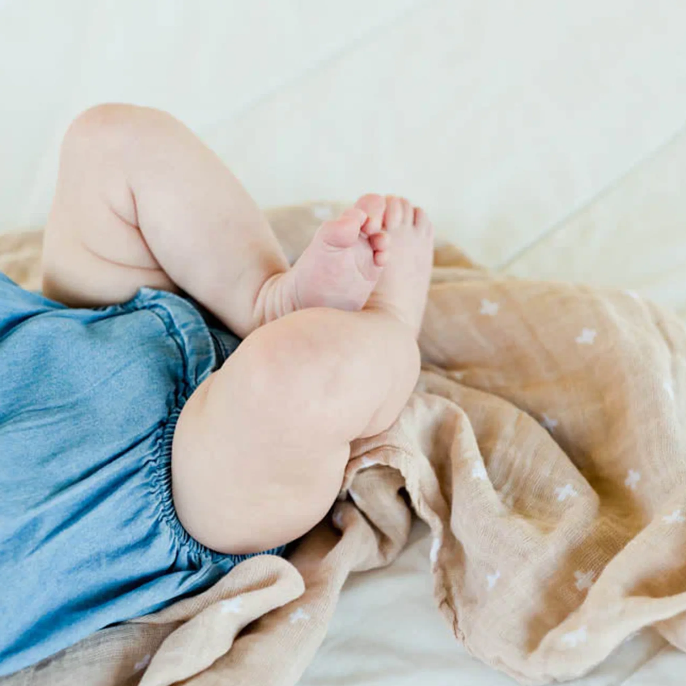 Cotton Muslin Swaddle Blanket - Taupe Cross - Image 9